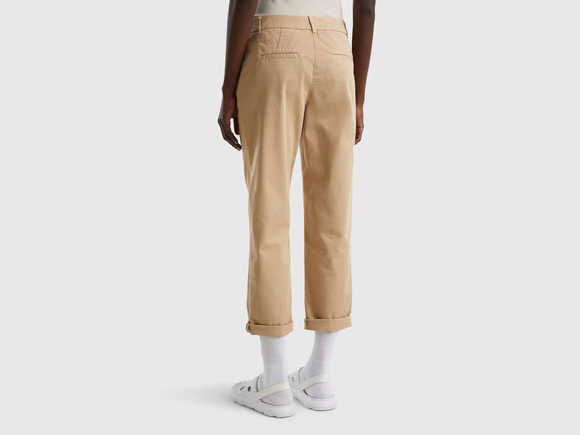 Benetton Pantalones Chinos De Algodón Elastico-Mujer Pantalones Y Chinos