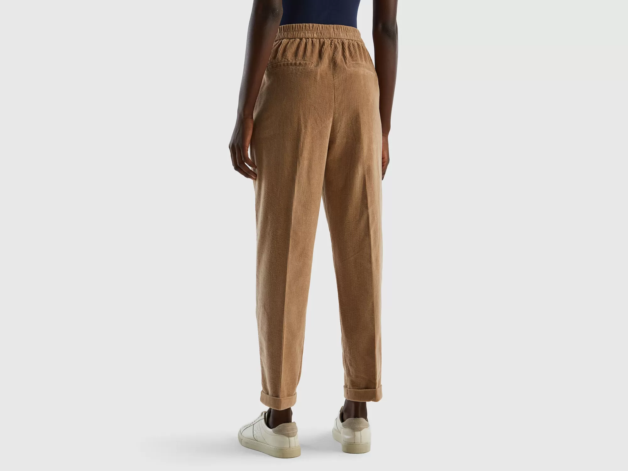 Benetton Pantalones Chinos De Pana Con Cintura Elastica-Mujer Pantalones Y Chinos