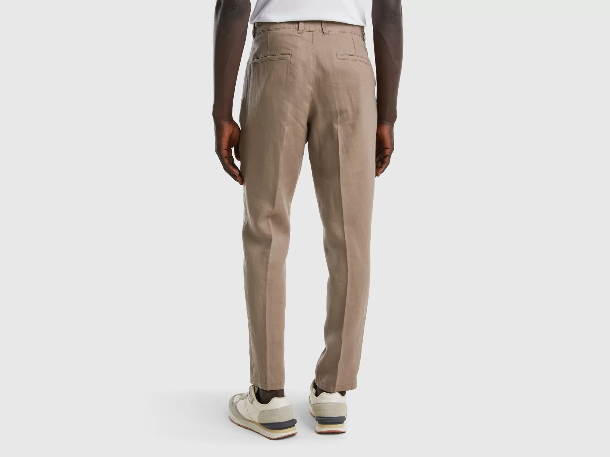 Benetton Pantalones Chinos De Puro Lino-Hombre Pantalones Y Chinos