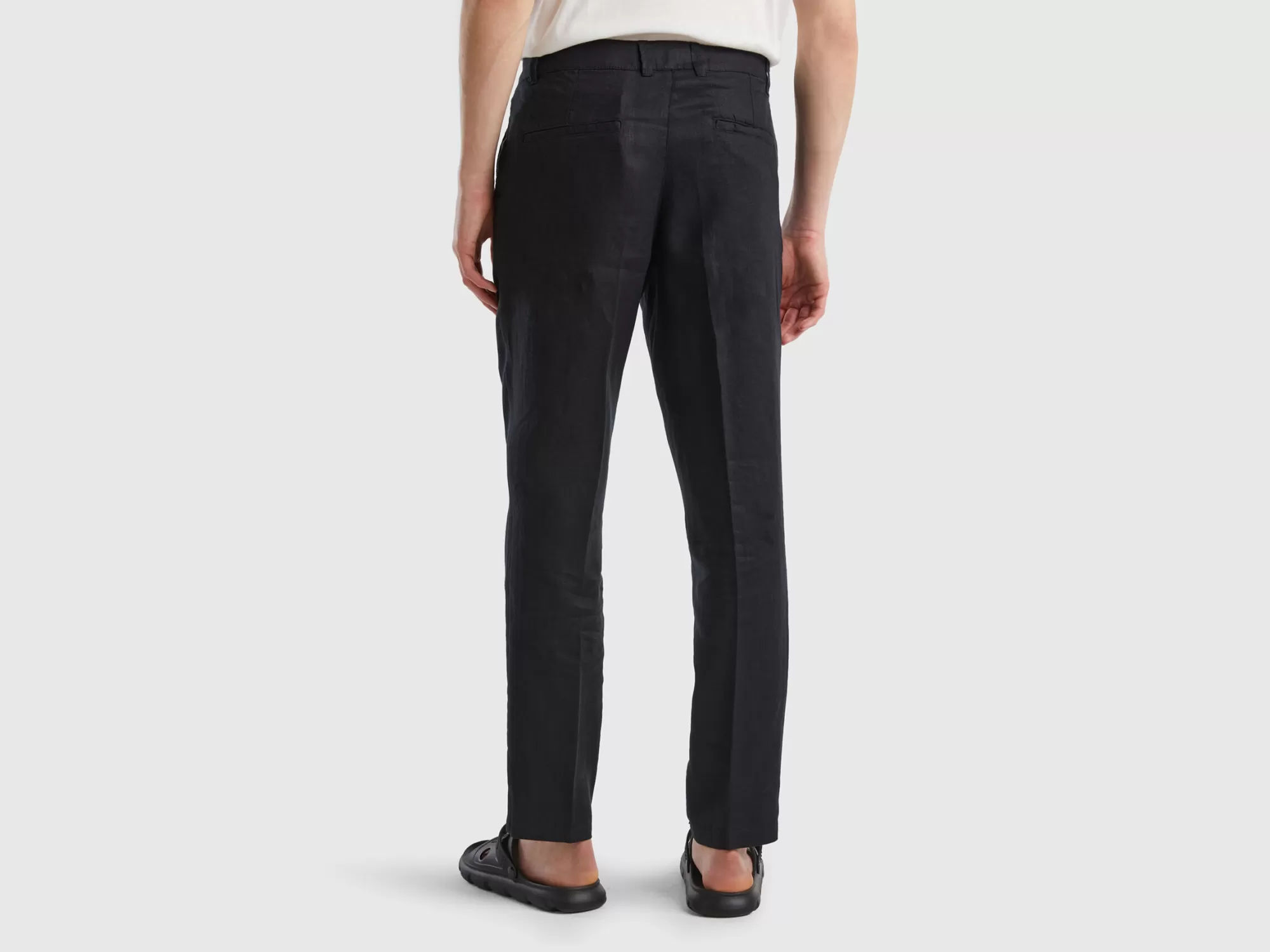 Benetton Pantalones Chinos De Puro Lino-Hombre Pantalones Y Chinos