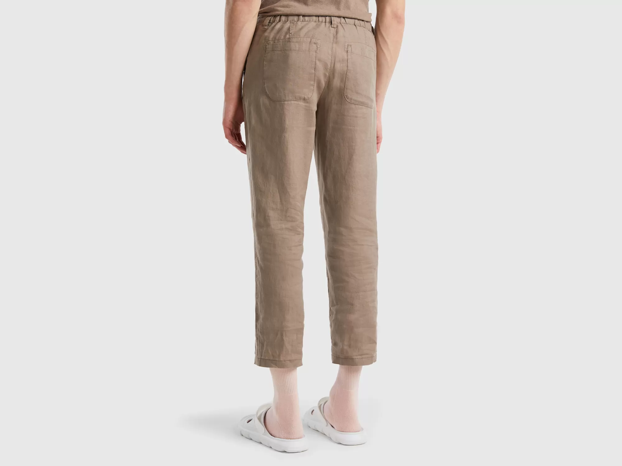 Benetton Pantalones Chinos De Puro Lino-Hombre Pantalones Y Chinos