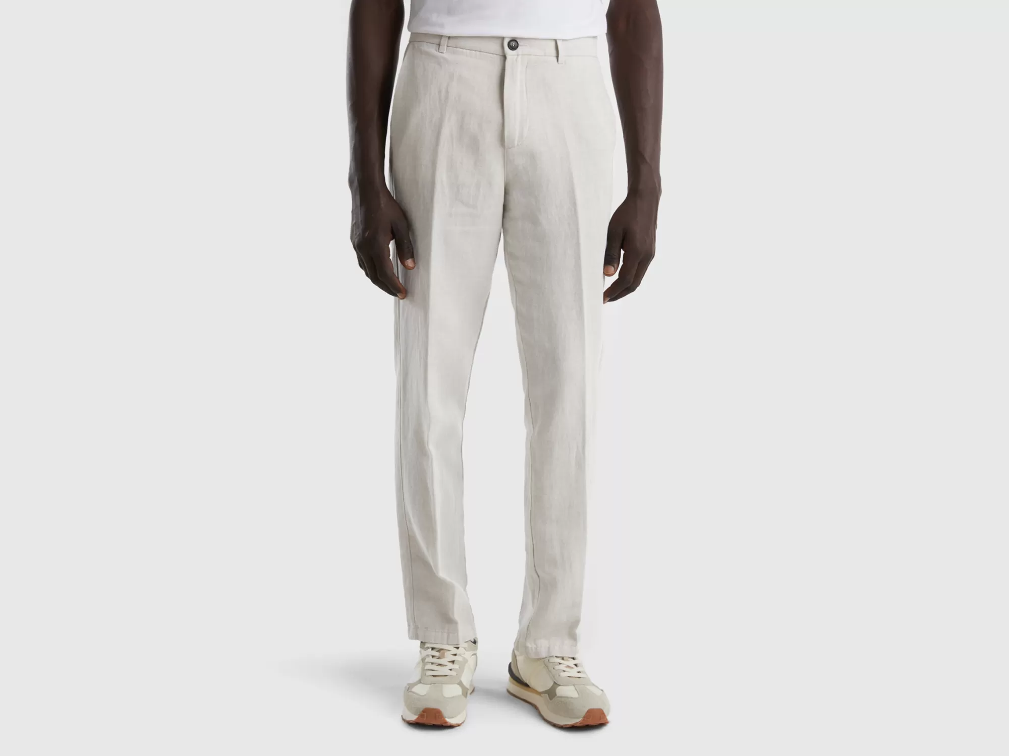 Benetton Pantalones Chinos Rectos De Lino Mixto-Hombre Pantalones Y Chinos