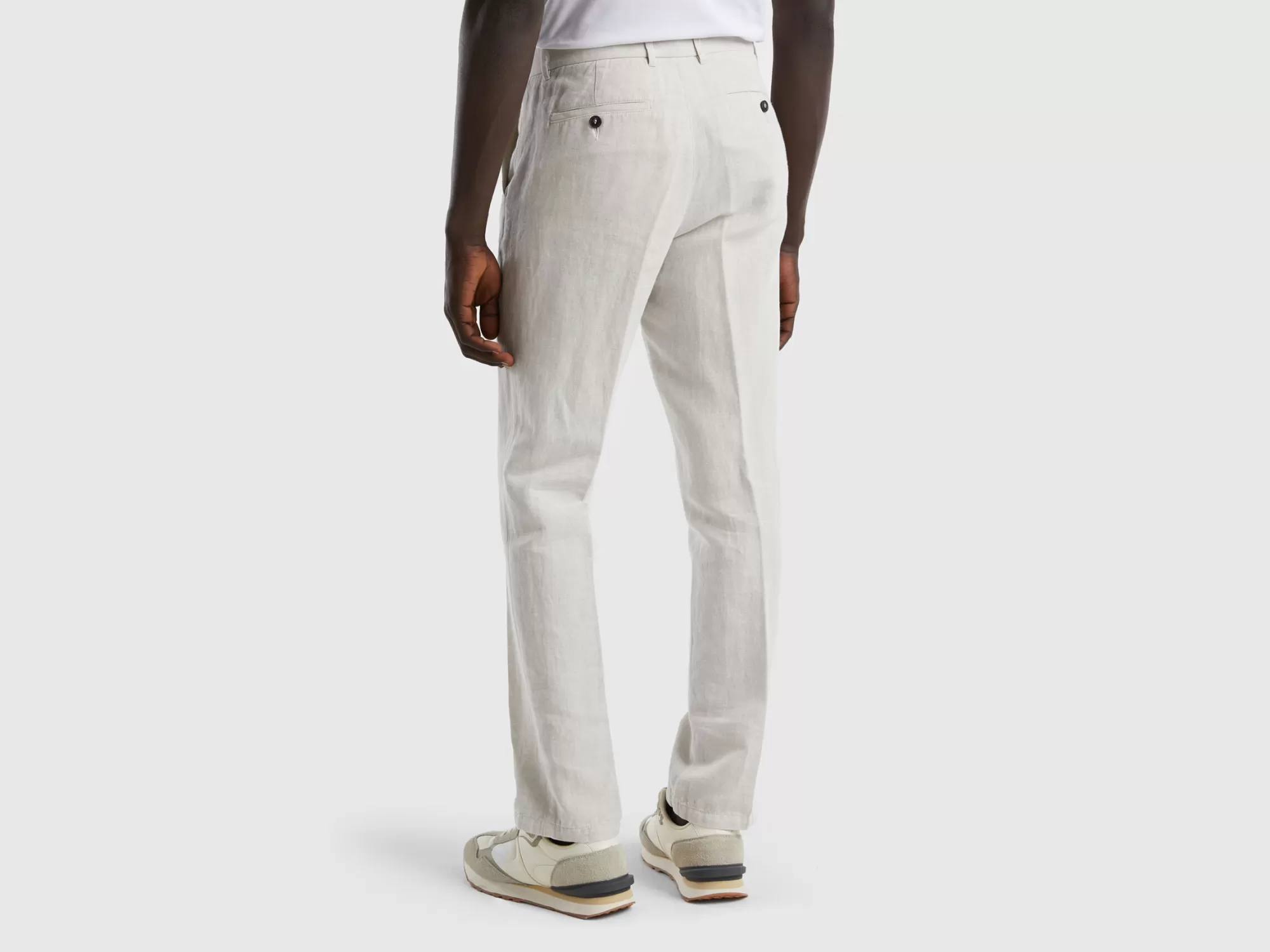 Benetton Pantalones Chinos Rectos De Lino Mixto-Hombre Pantalones Y Chinos