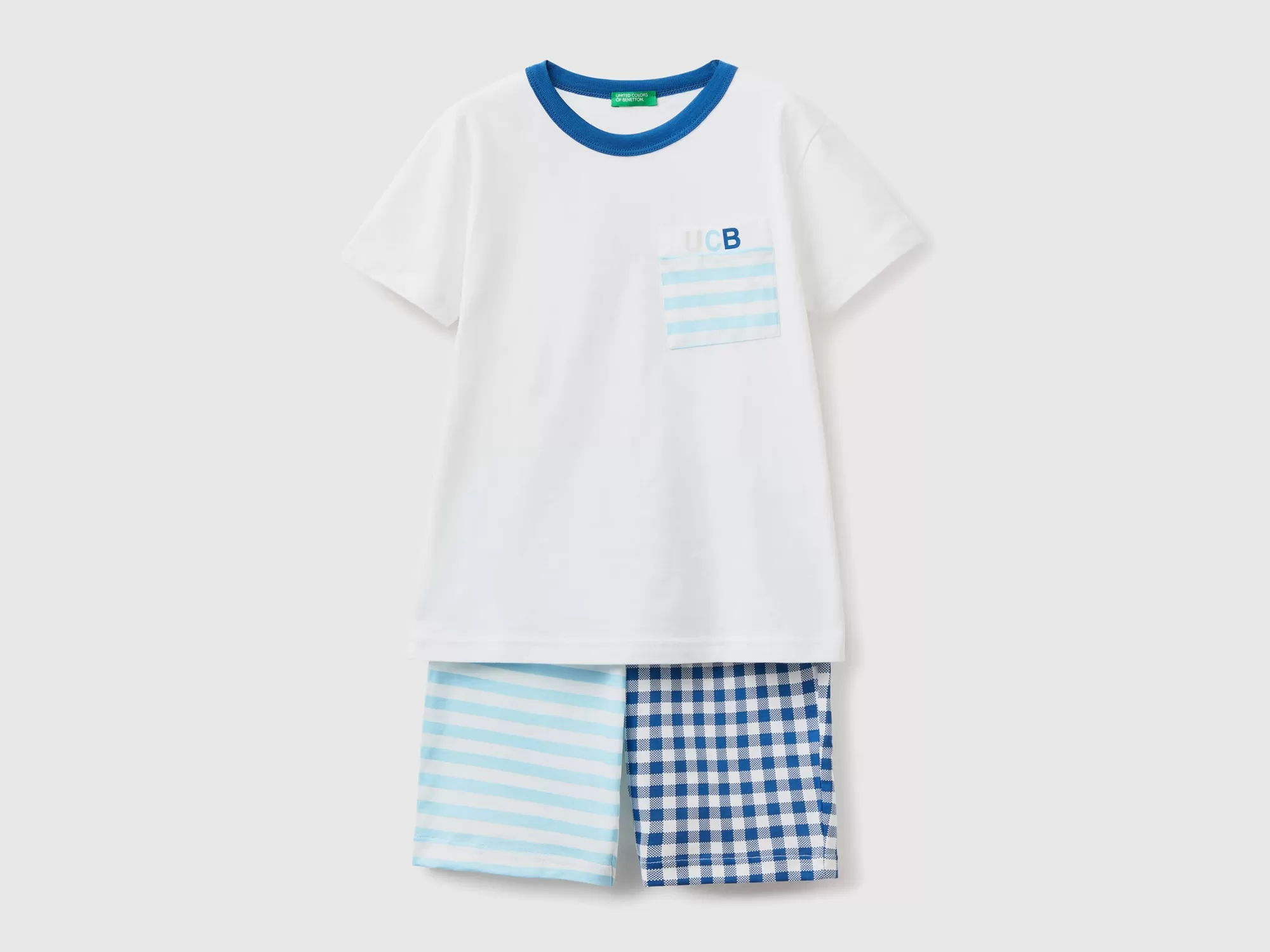 Benetton Pijama Corto Con Rayas Y Cuadros-Niños Ropa Interior Y Pijamas