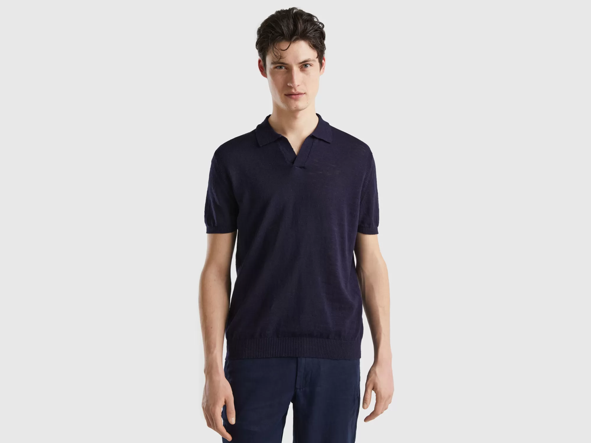 Benetton Polo De Lino Mixto-Hombre Polos