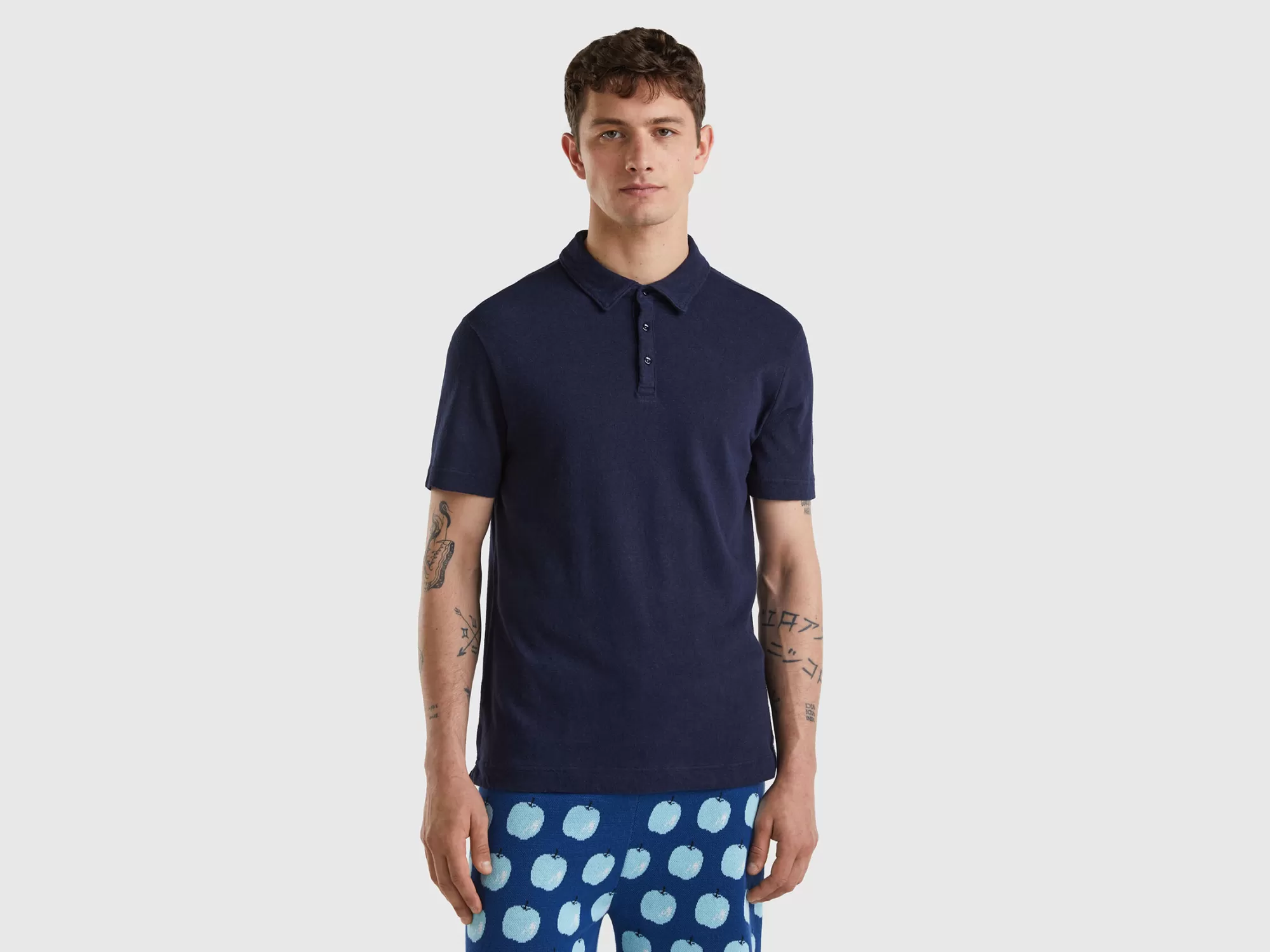 Benetton Polo De Lino Mixto-Hombre Polos