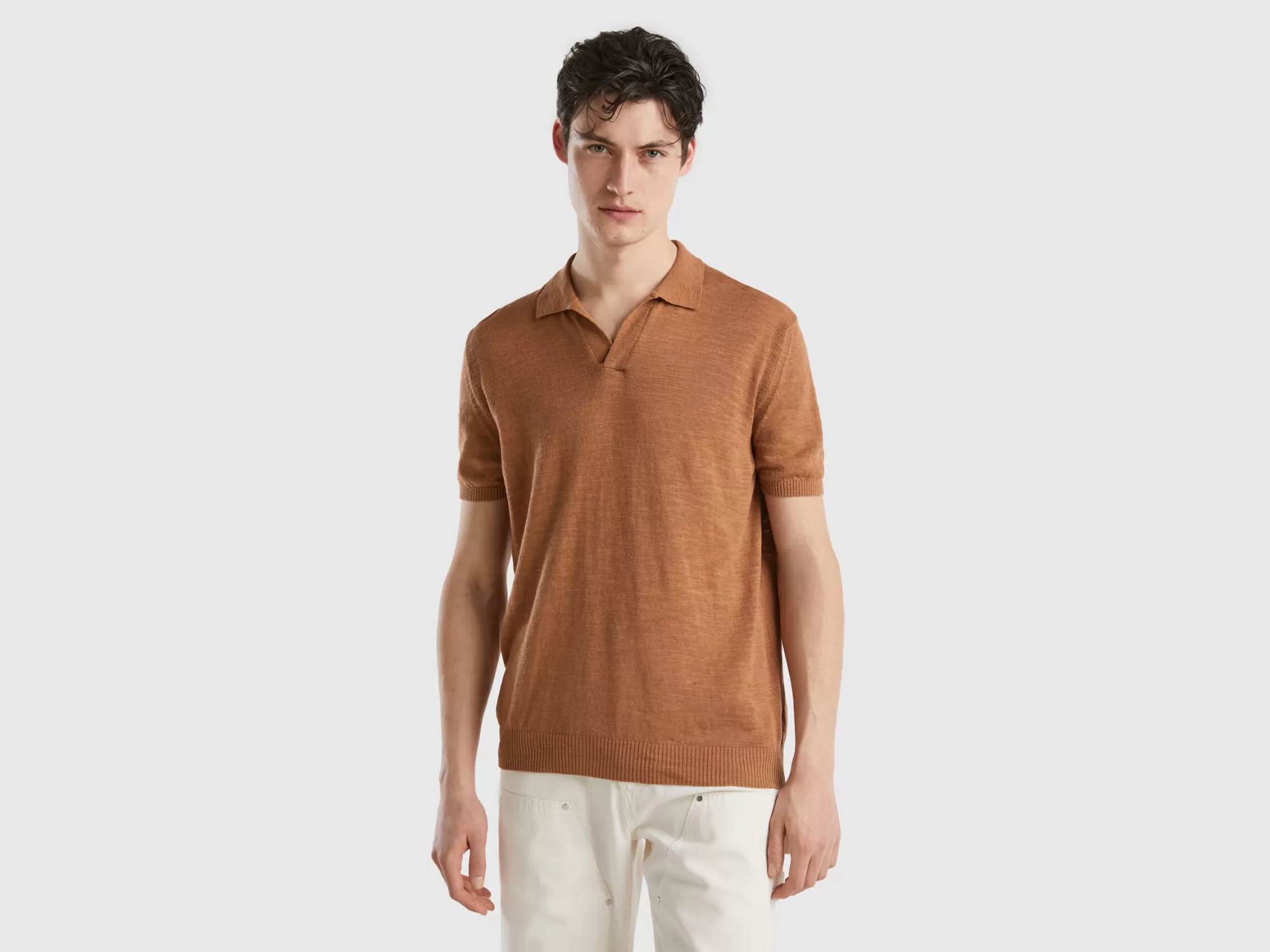 Benetton Polo De Lino Mixto-Hombre Polos