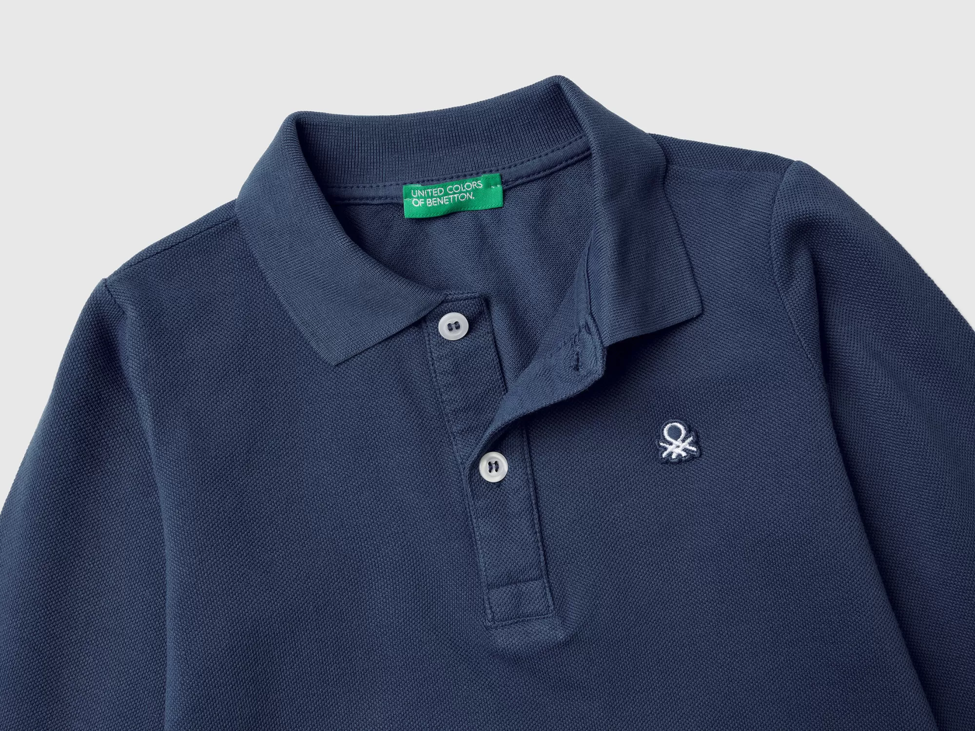 Benetton Polo De Manga Larga De Algodón Organico-Niños Polos