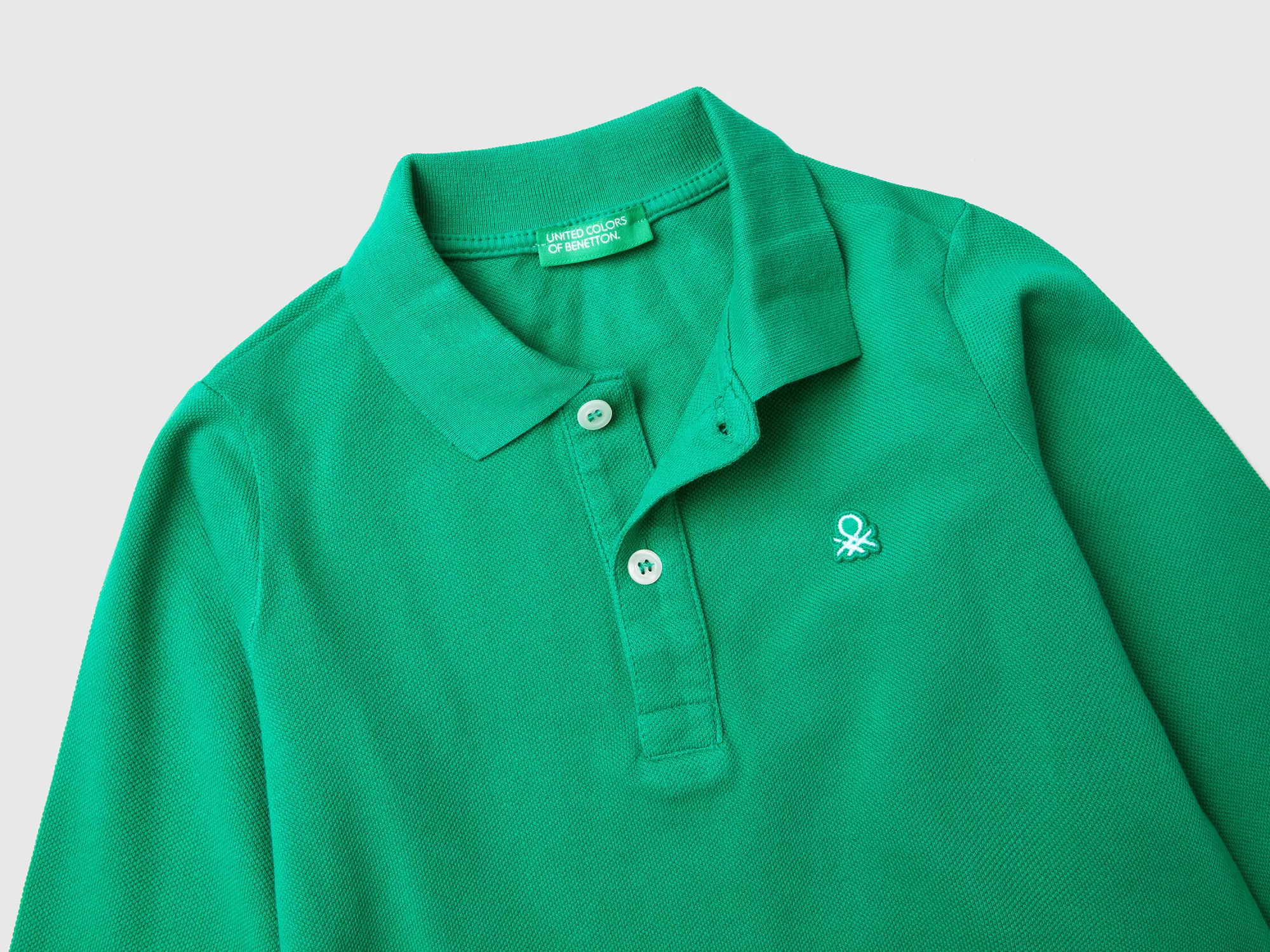 Benetton Polo De Manga Larga De Algodón Organico-Niños Polos