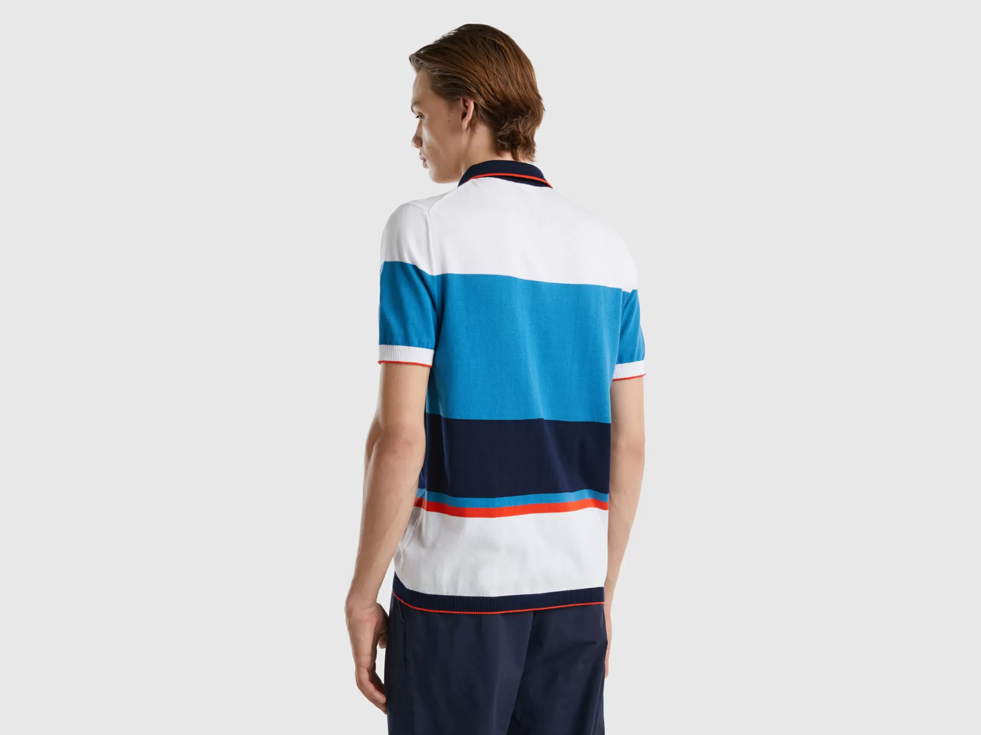 Benetton Polo De Punto Con Rayas-Hombre Polos