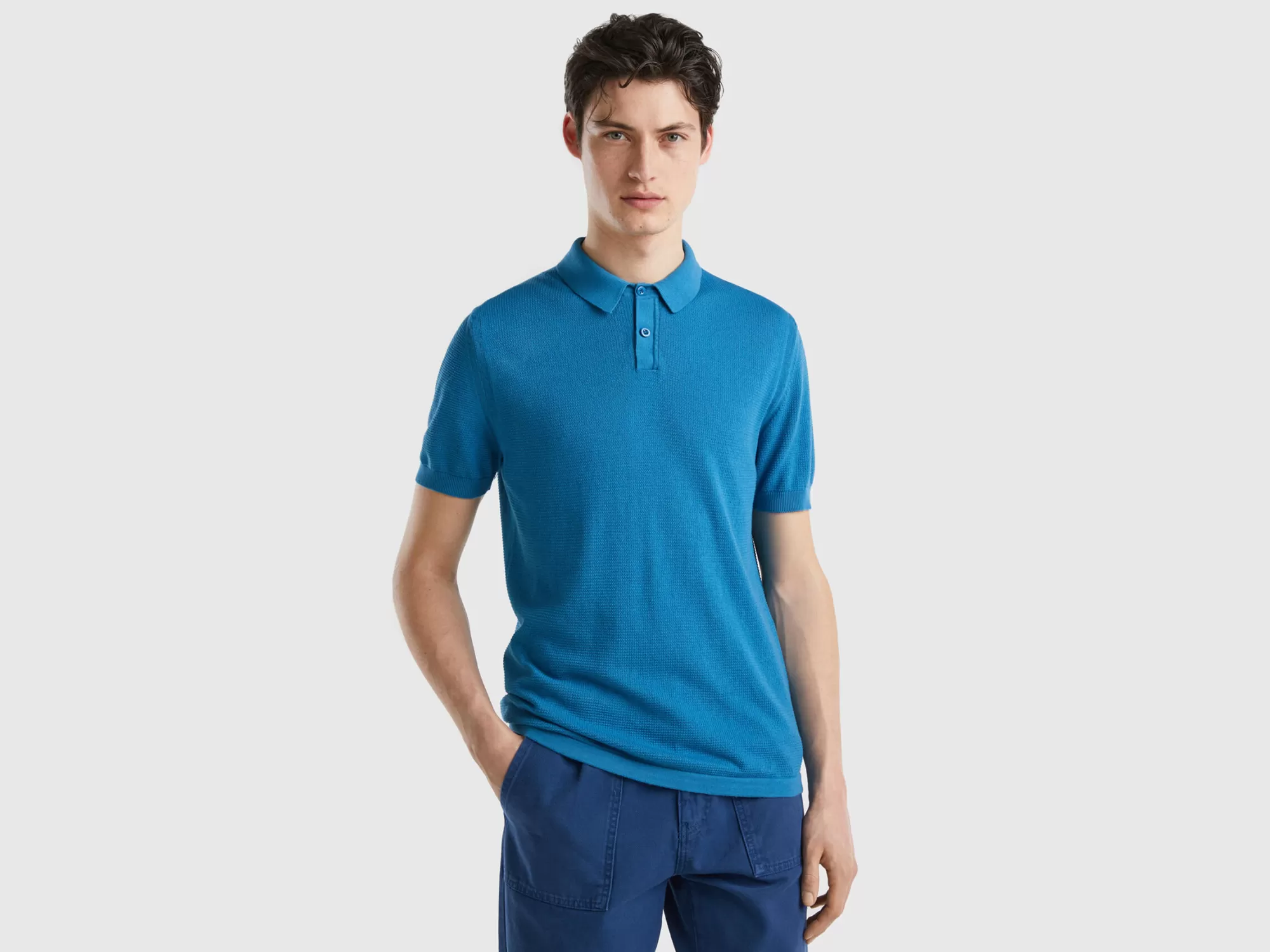 Benetton Polo De Punto De Manga Corta-Hombre Polos