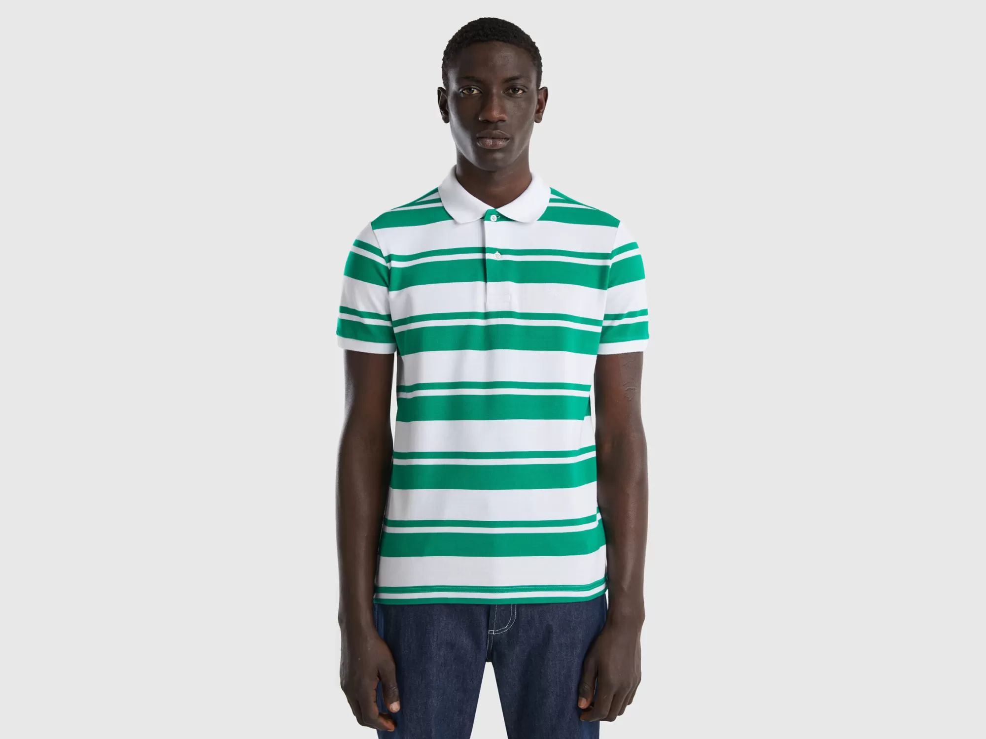 Benetton Polo De Rayas De 100 % Algodón-Hombre Polos