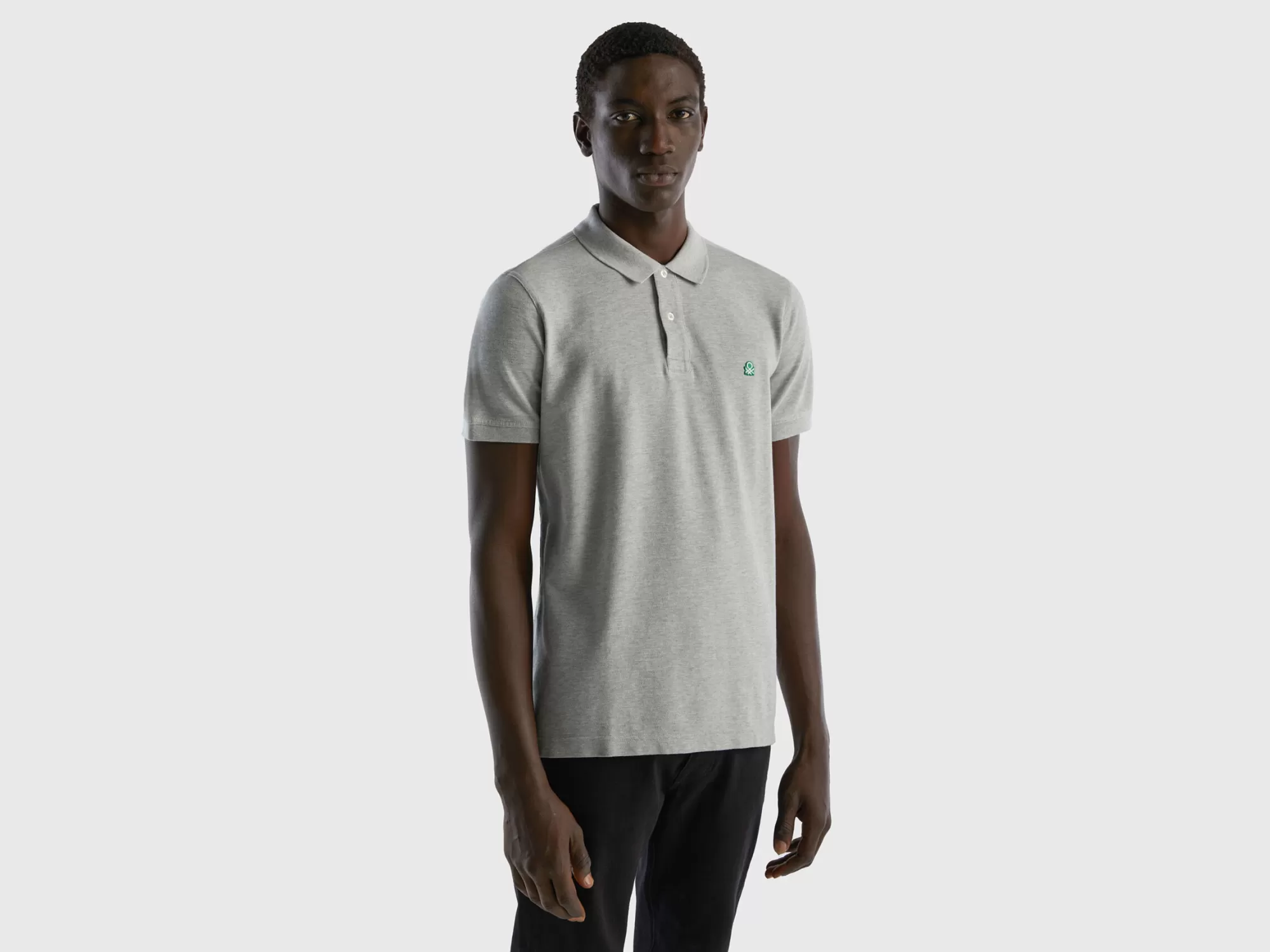 Benetton Polo Gris Jaspeado Regular Fit-Hombre Polos