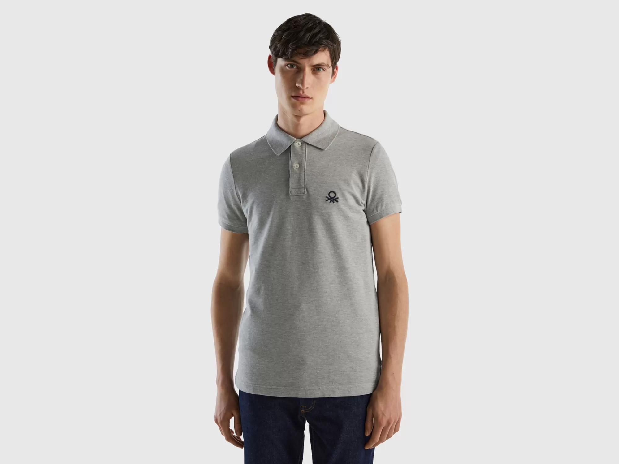 Benetton Polo Gris Jaspeado Slim Fit-Hombre Polos