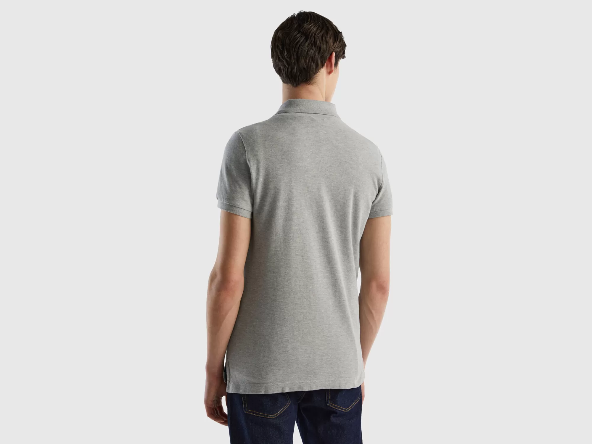 Benetton Polo Gris Jaspeado Slim Fit-Hombre Polos