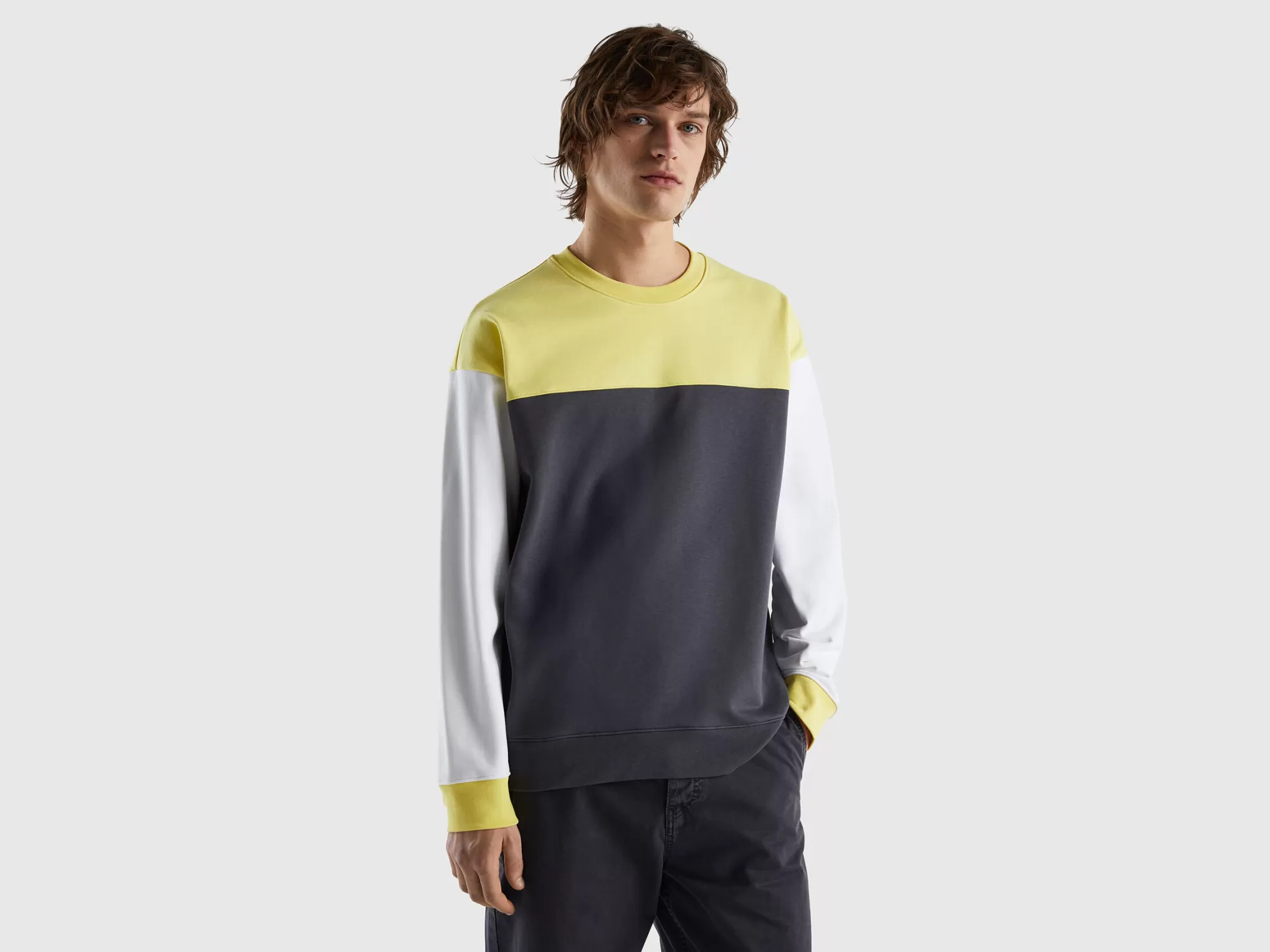 Benetton Sudadera Color Block-Hombre Sudaderas