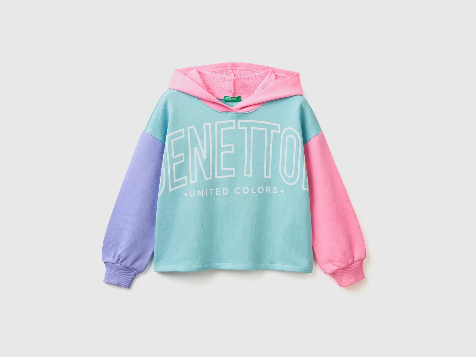 Benetton Sudadera Cropped Con Capucha-Niños Sudaderas Y Chandales