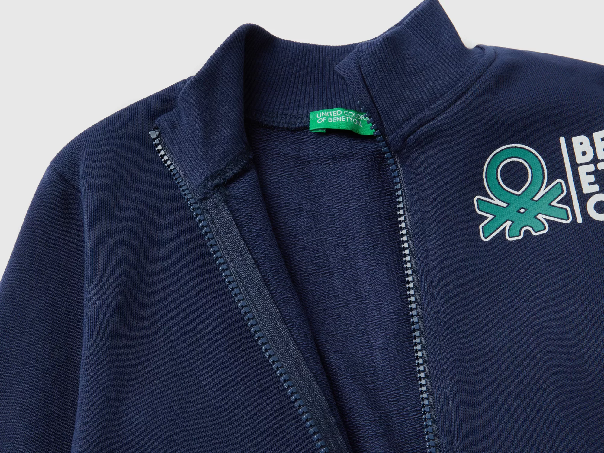 Benetton Sudadera De Algodón Organico Con Cremallera-Niños Sudaderas Y Chandales