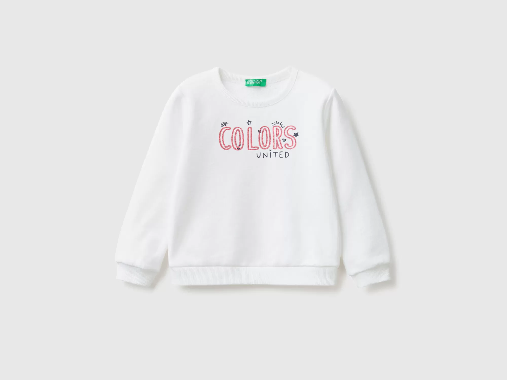 Benetton Sudadera De Algodón Organico Con Estampado De Glitter-Niños Sudaderas Y Chandales