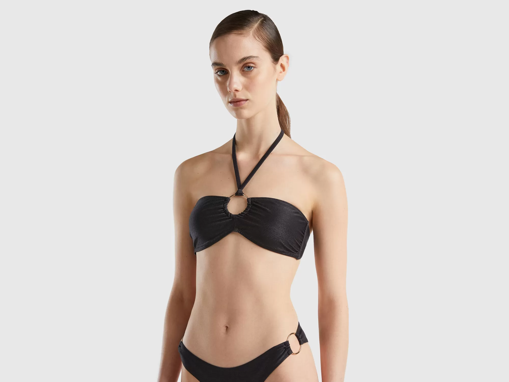 Benetton Sujetador De Bikini Bandeau De Lurex Con Anilla-Mujer Banadores Y Ropa De Playa