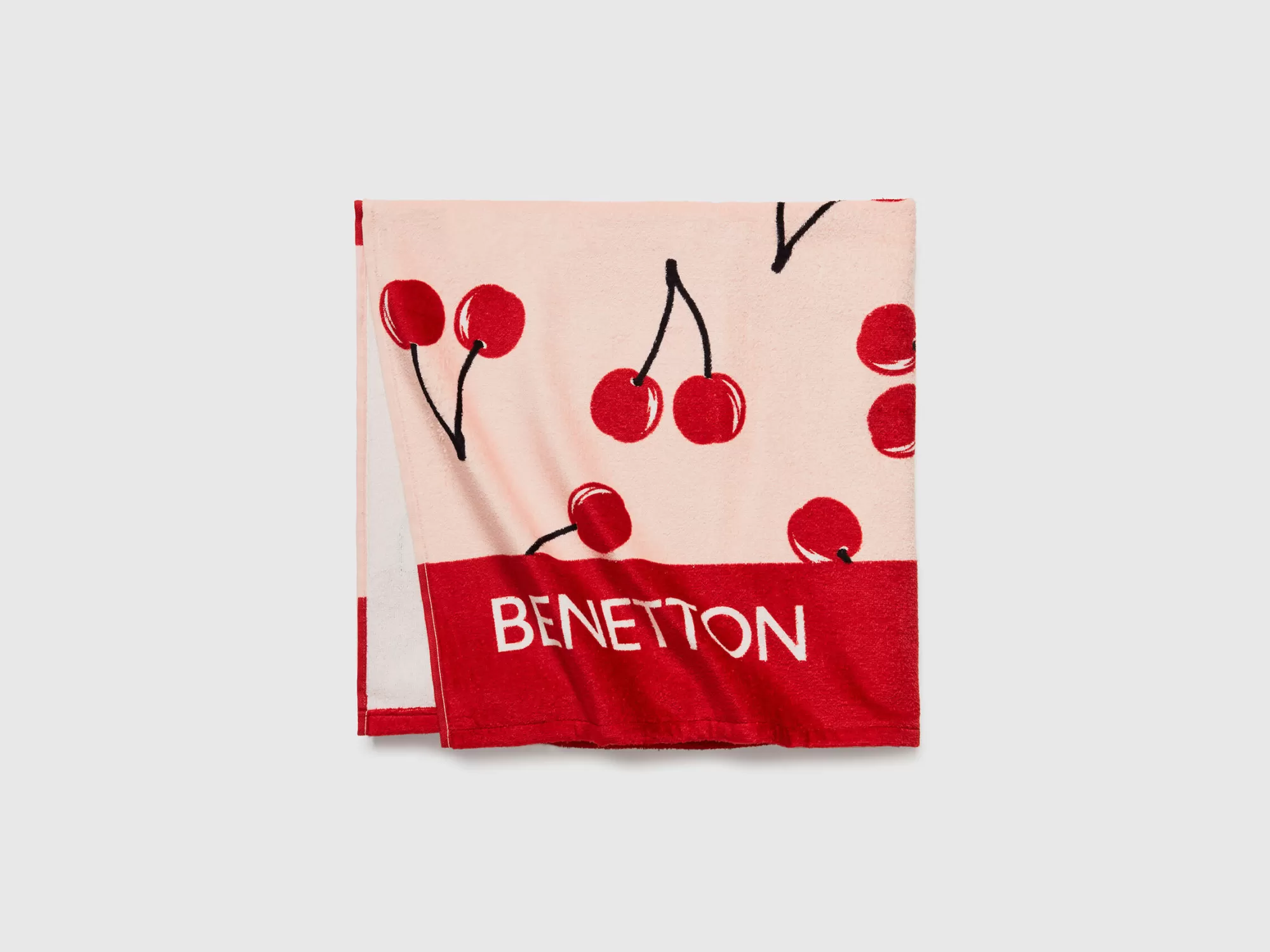 Benetton Toalla Rosa Claro Con Estampado De Cerezas-Hombre Banadores Y Ropa De Playa