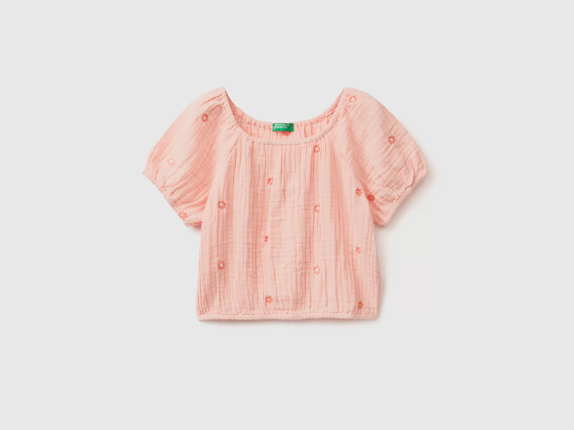 Benetton Top Con Bordado De Flores-Niños Camisetas Y Camisas