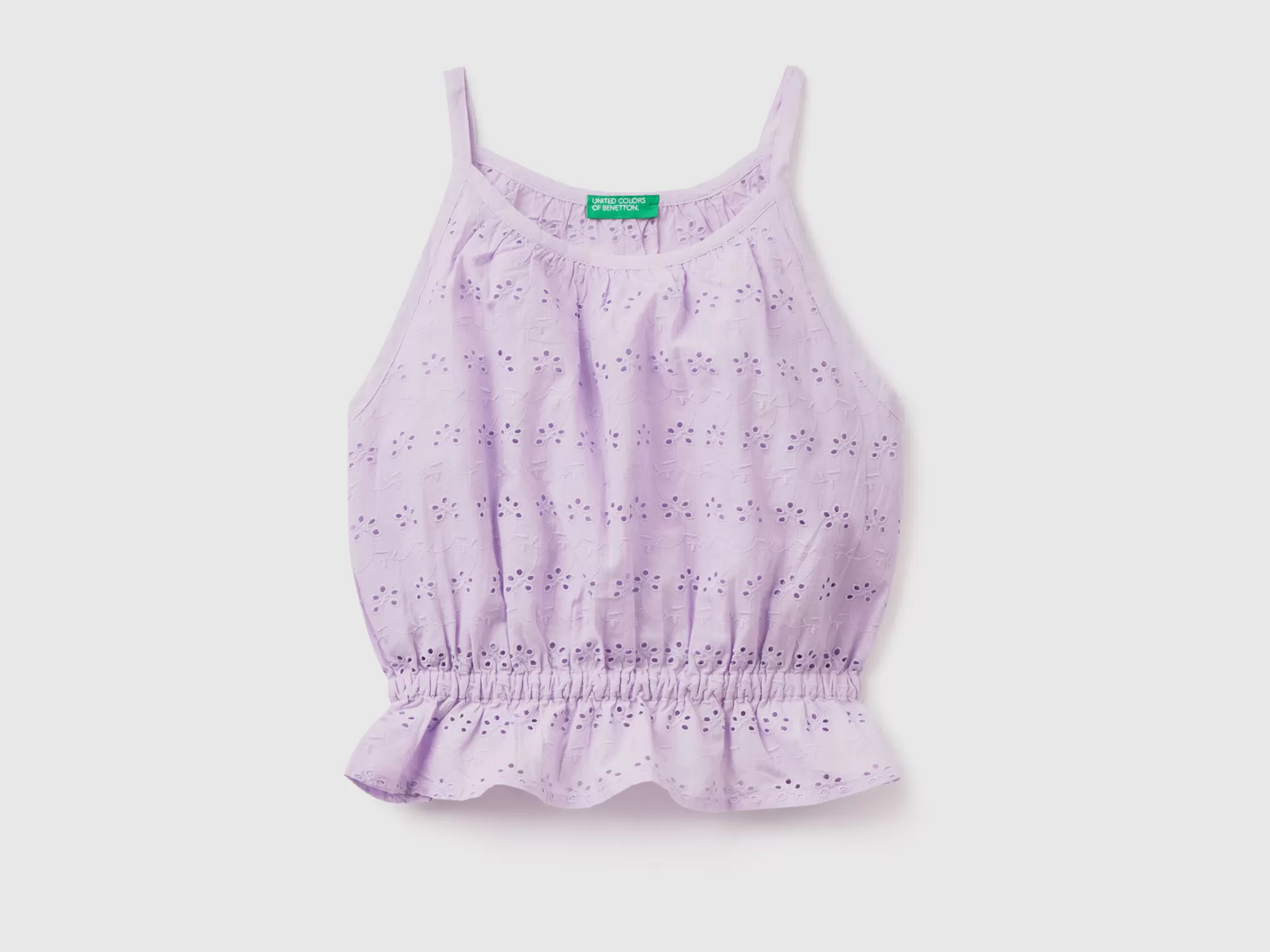 Benetton Top Con Bordados De Encaje Suizo-Niños Camisetas Y Camisas