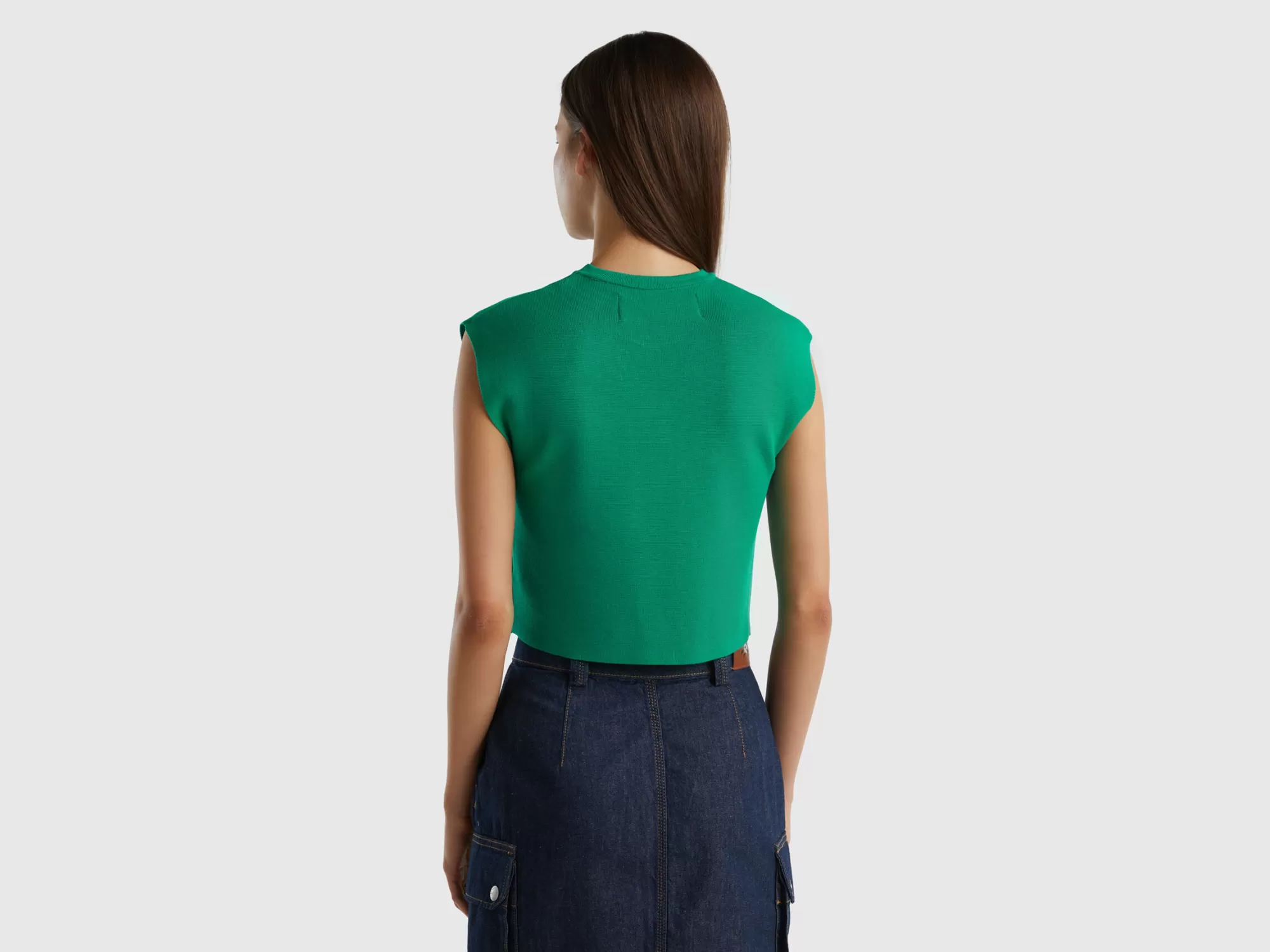 Benetton Top Cortocon Perforacion-Mujer Prendas De Punto