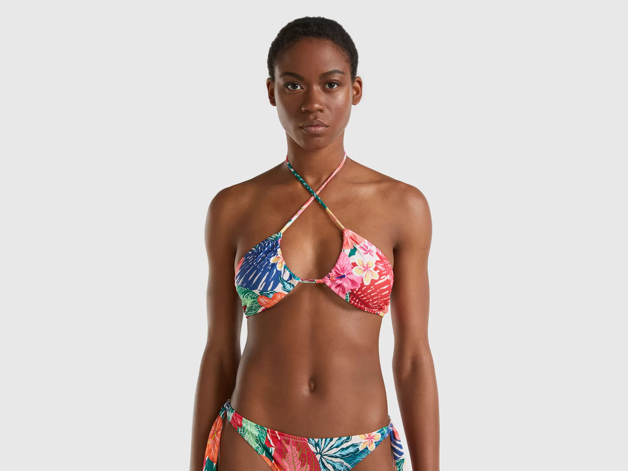 Benetton Top De Bikini Con Estampado Floral-Mujer Banadores Y Ropa De Playa