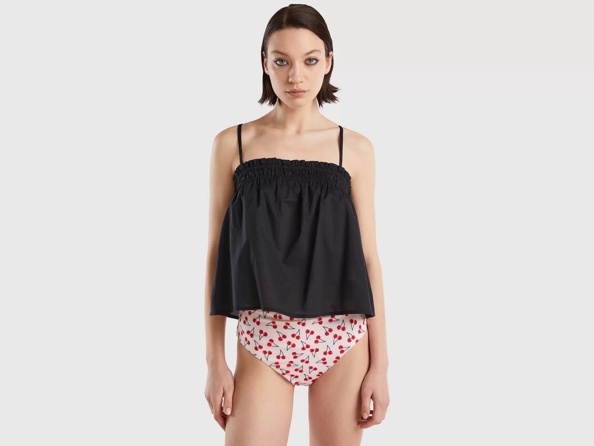 Benetton Top Ligero Con Volantes-Mujer Banadores Y Ropa De Playa