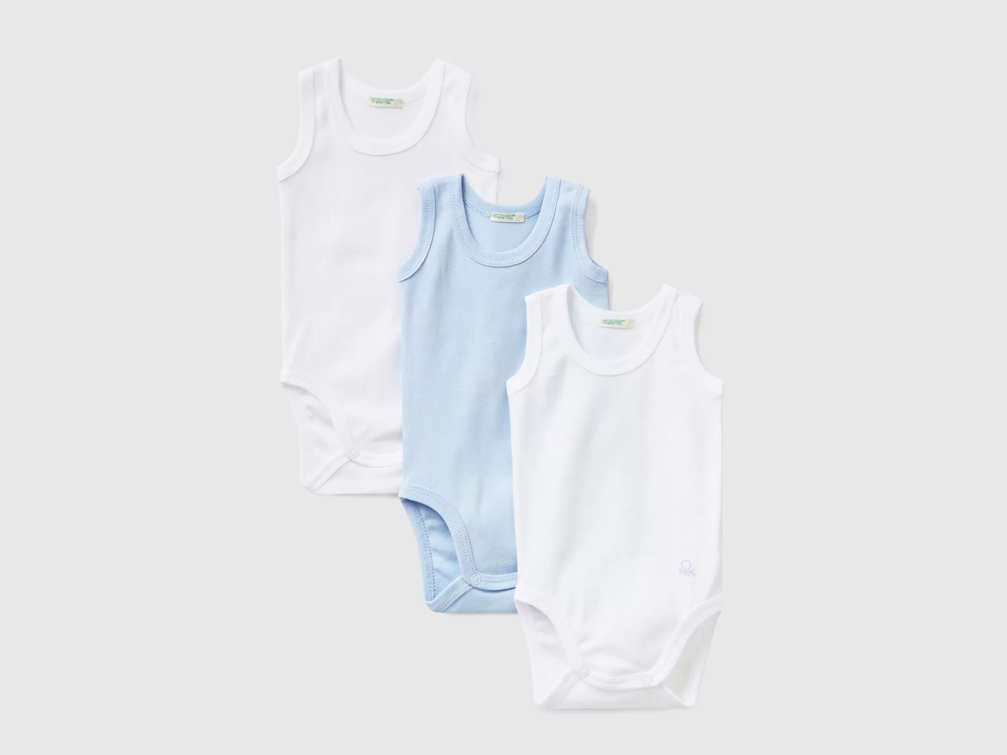 Benetton Tres Bodys Lisos De Tirantes-Niños Vestidos De Algodón Organico