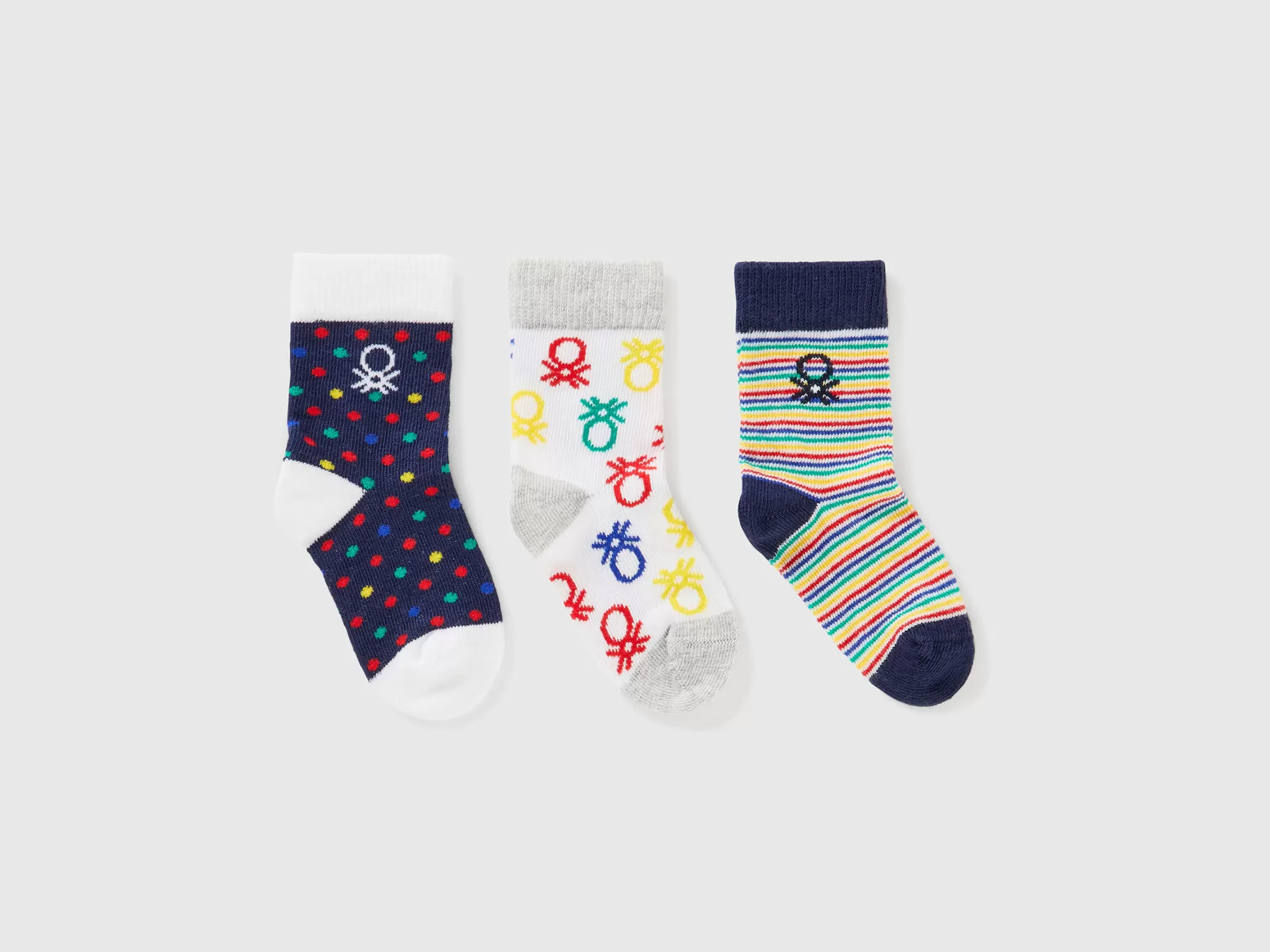 Benetton Tres Pares De Calcetines Con Estampado De Jacquard-Niños Accesorios