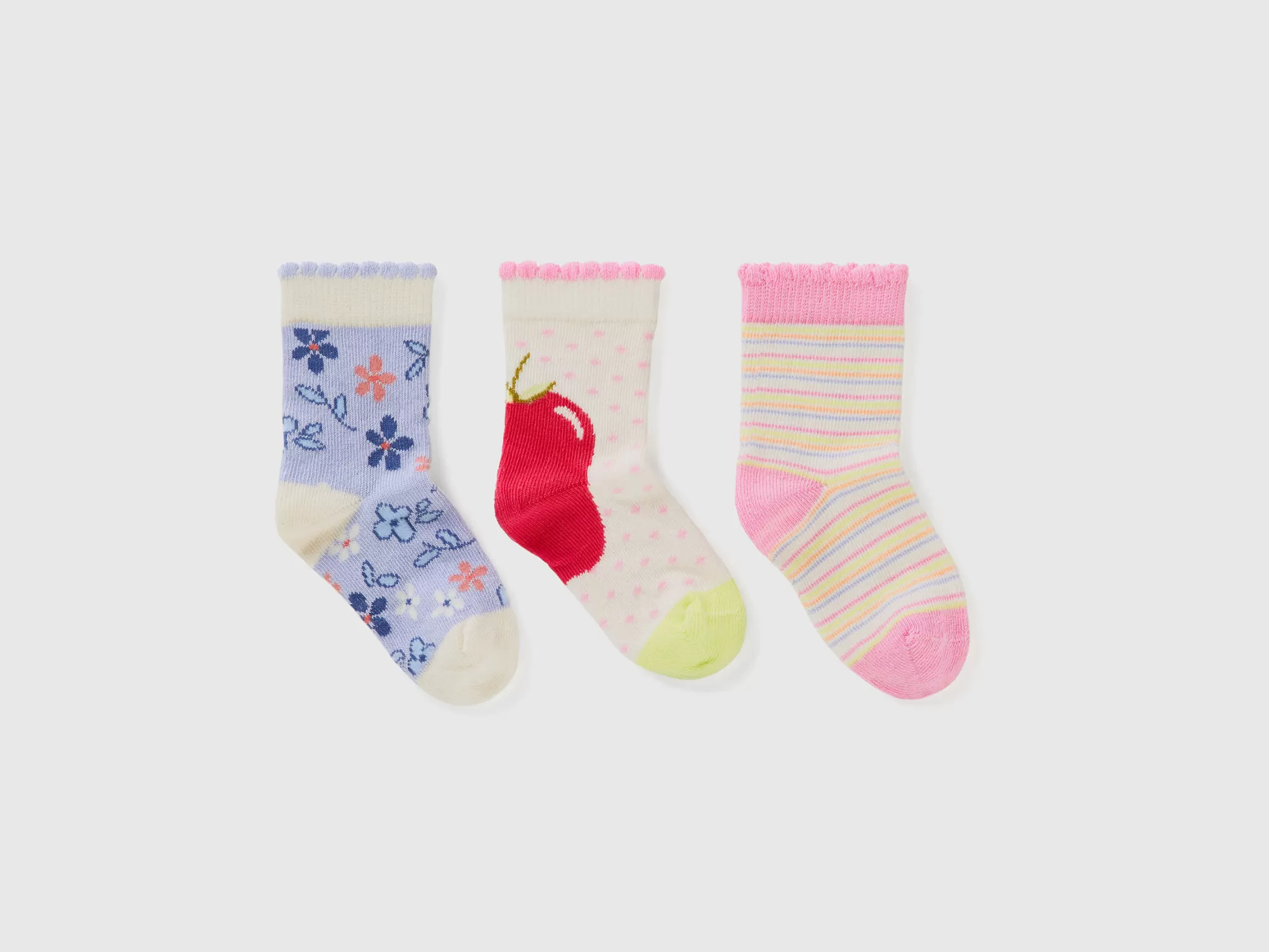 Benetton Tres Pares De Calcetines Con Estampado De Jacquard-Niños Accesorios