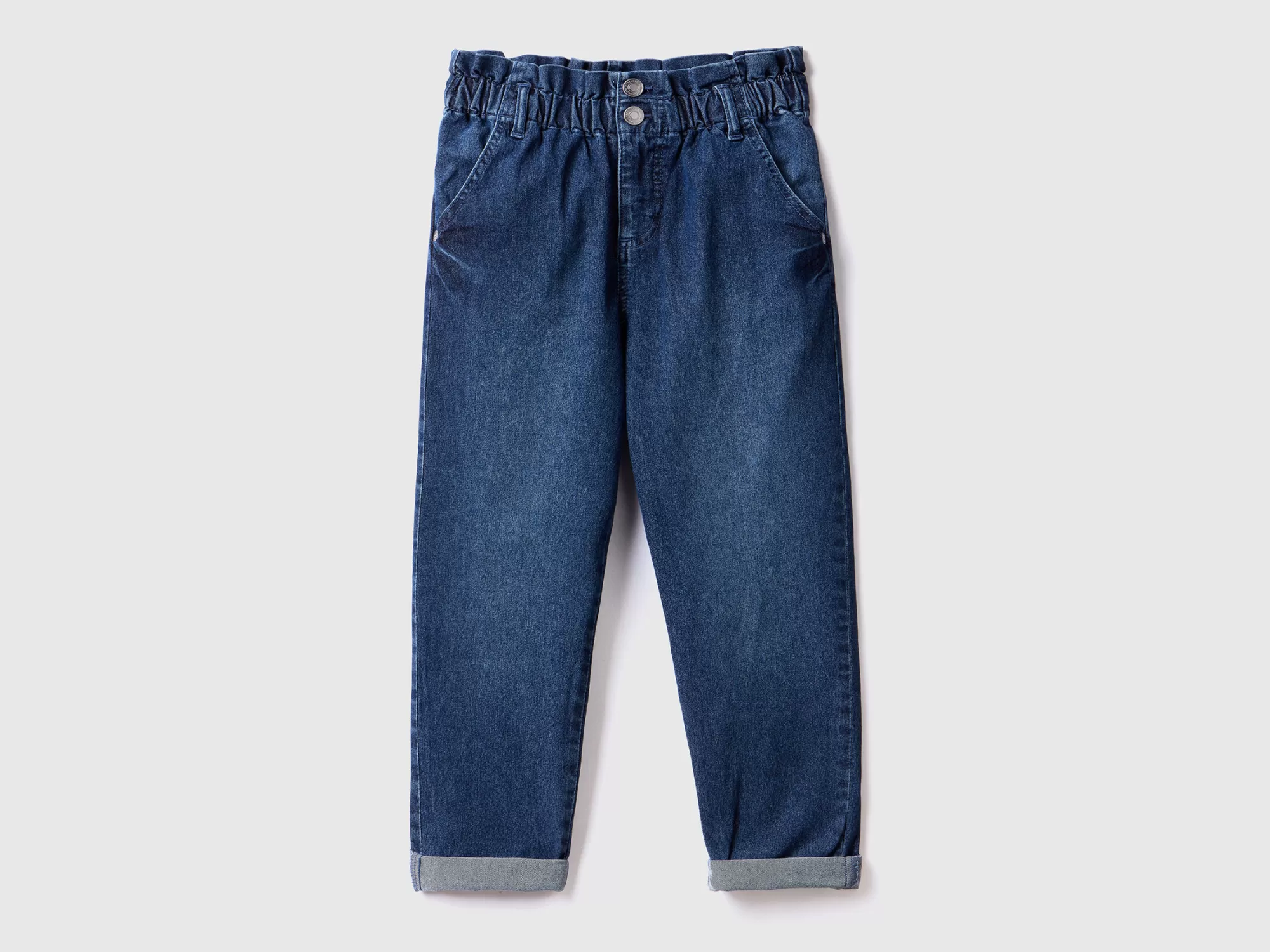 Benetton Vaqueros Baggy Fit Con Cintura Fruncida-Niños Pantalones Y Vaqueros