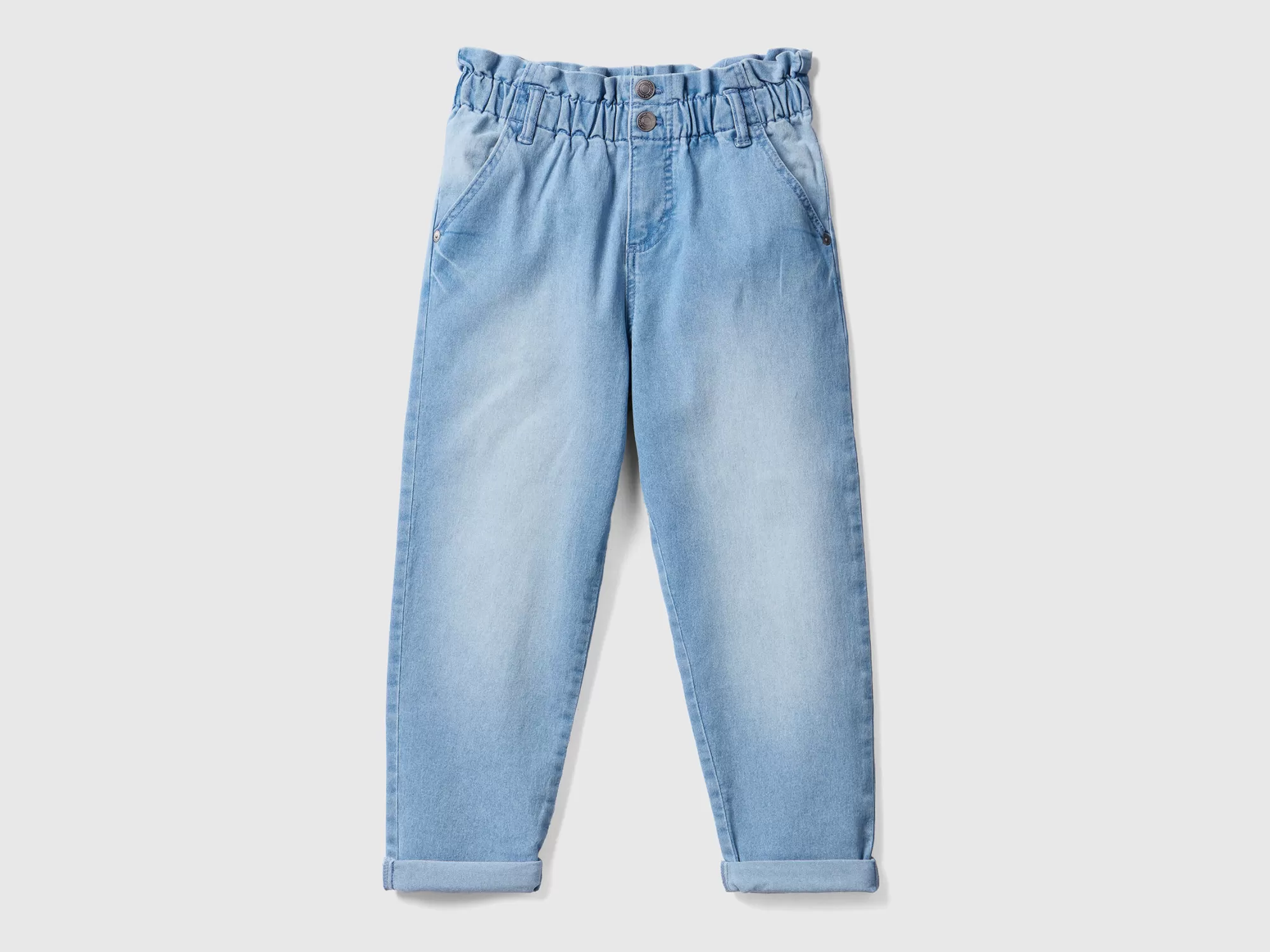 Benetton Vaqueros Baggy Fit Con Cintura Fruncida-Niños Pantalones Y Vaqueros