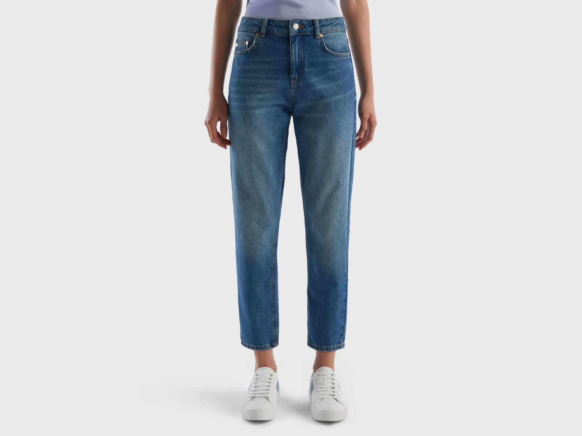 Benetton Vaqueros Cropped De Talle Alto-Mujer Vaqueros