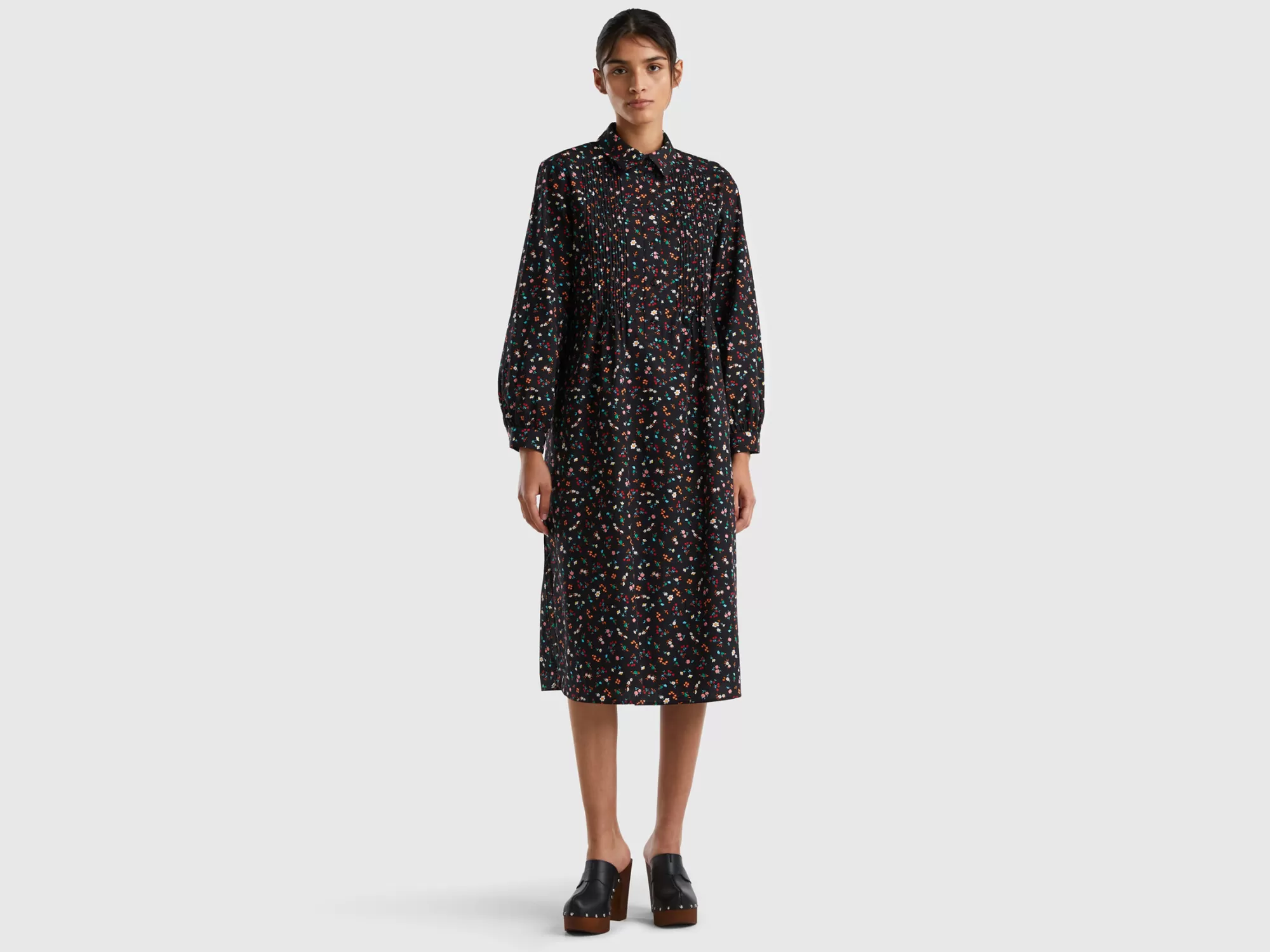 Benetton Vestido Camisero Midi Estampado-Mujer Vestidos Y Monos