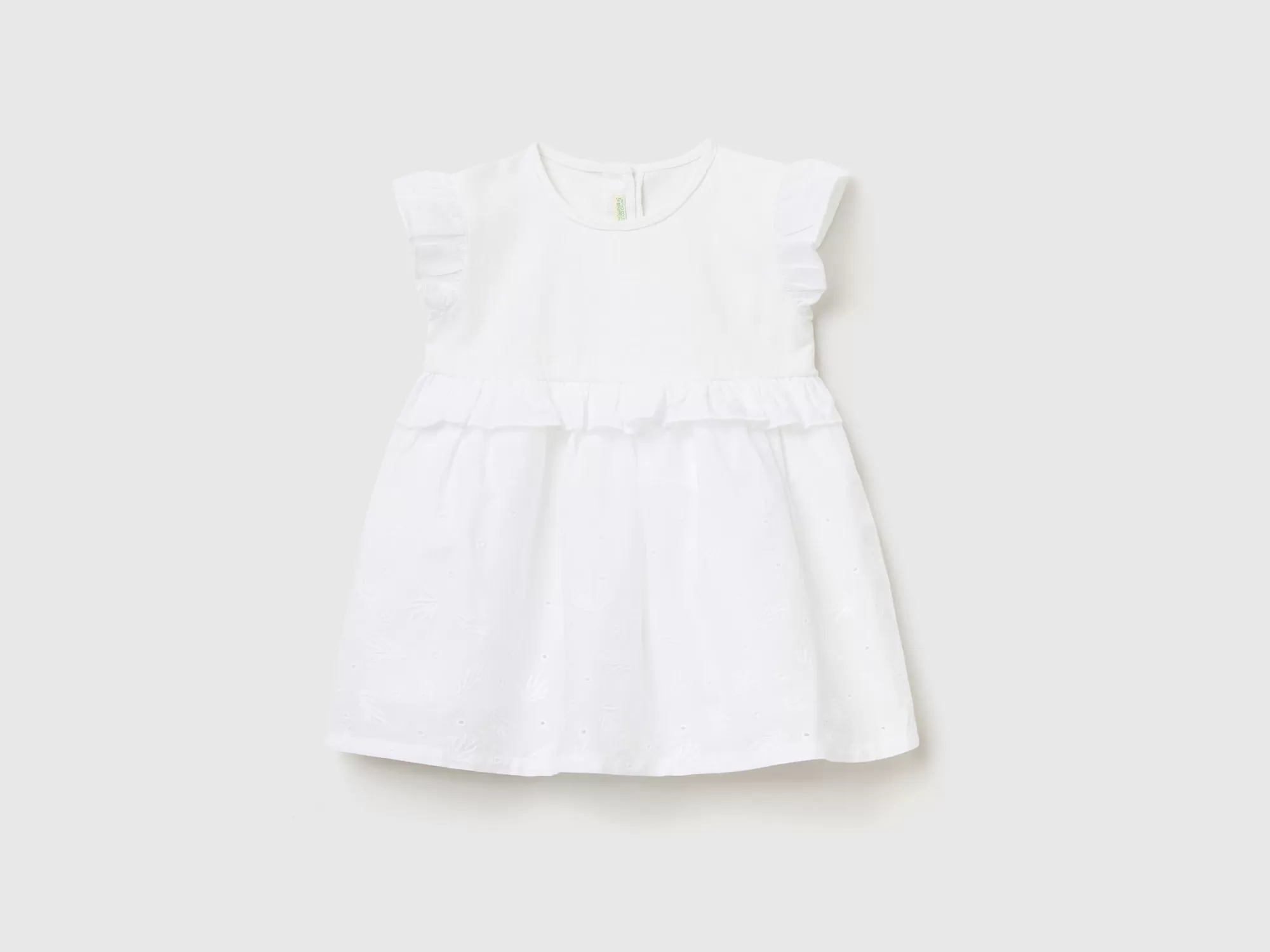 Benetton Vestido Con Bordados De Encaje Suizo-Niños Vestidos