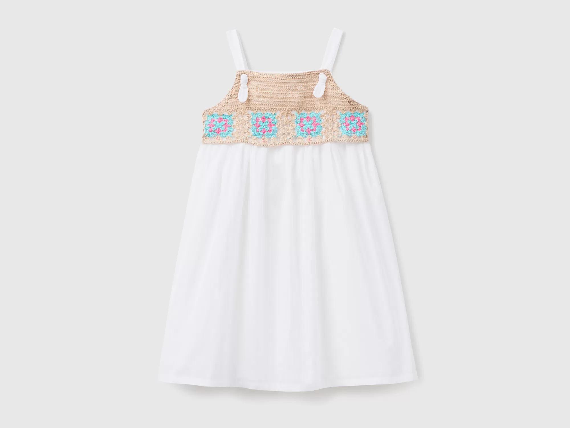 Benetton Vestido Con Corpino De Ganchillo-Niños Vestidos Y Petos