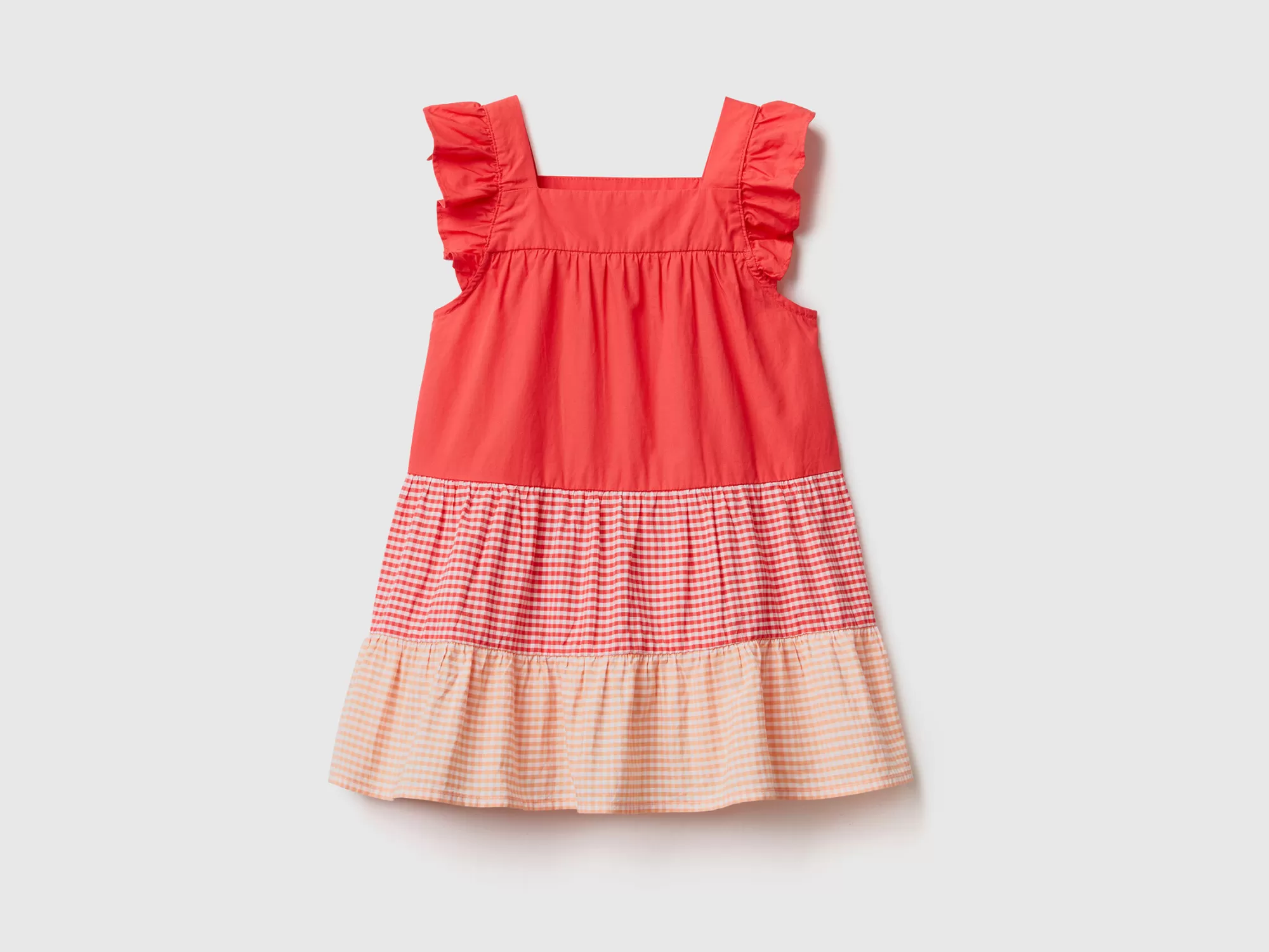 Benetton Vestido Con Volantes De Vichy-Niños Vestidos Y Petos