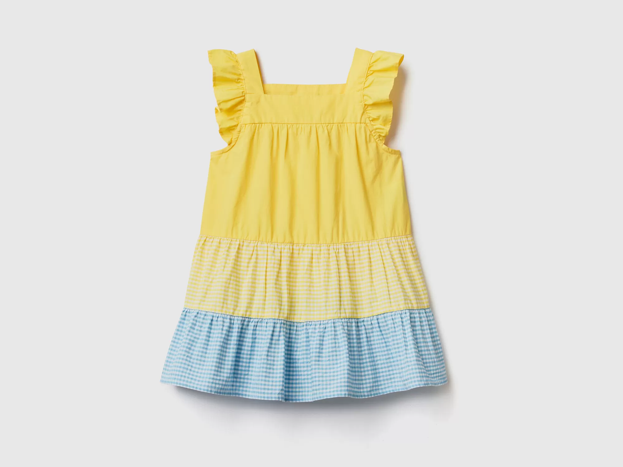 Benetton Vestido Con Volantes De Vichy-Niños Vestidos Y Petos