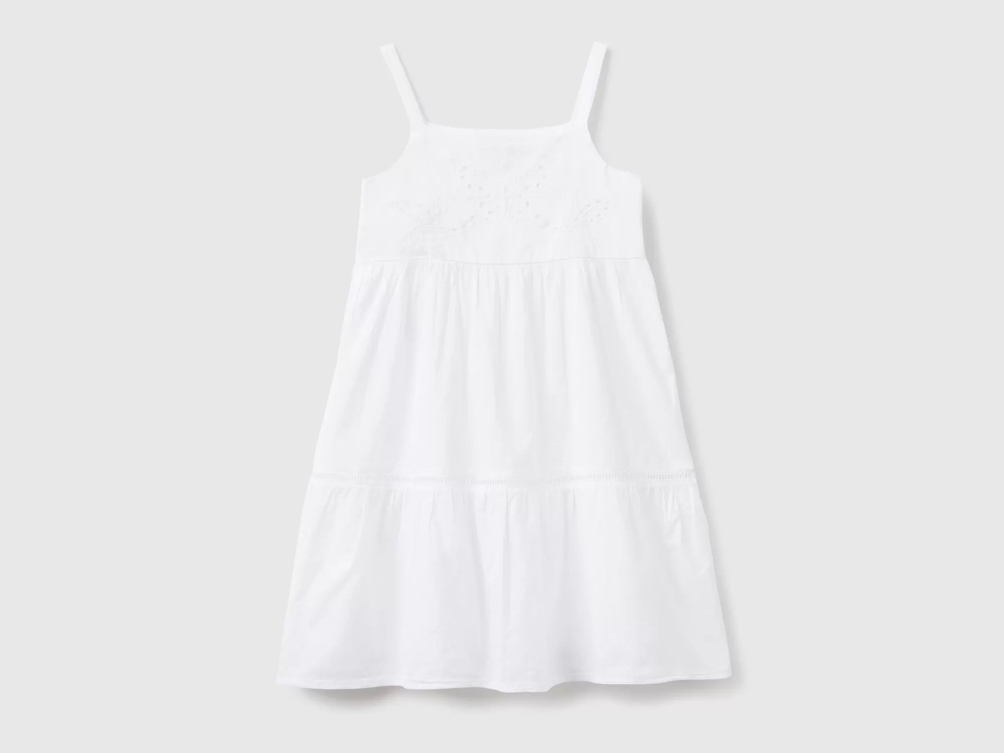 Benetton Vestido Con Volantes Y Bordados-Niños Vestidos Y Petos