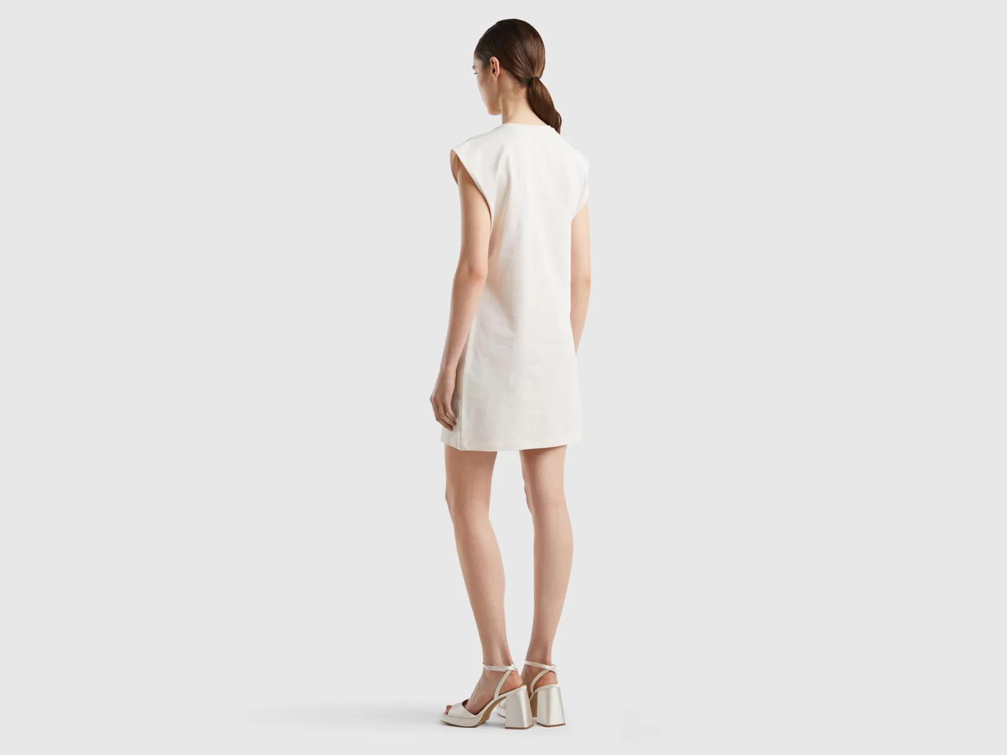 Benetton Vestido Corto Blanco Nata-Mujer Vestidos Y Monos