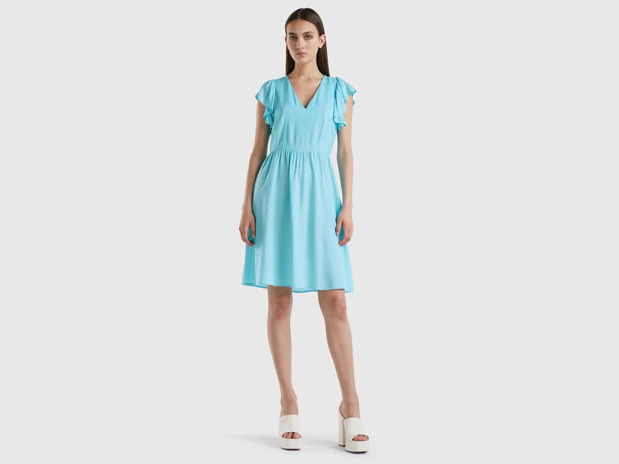 Benetton Vestido Corto Con Volantes-Mujer Vestidos Y Monos