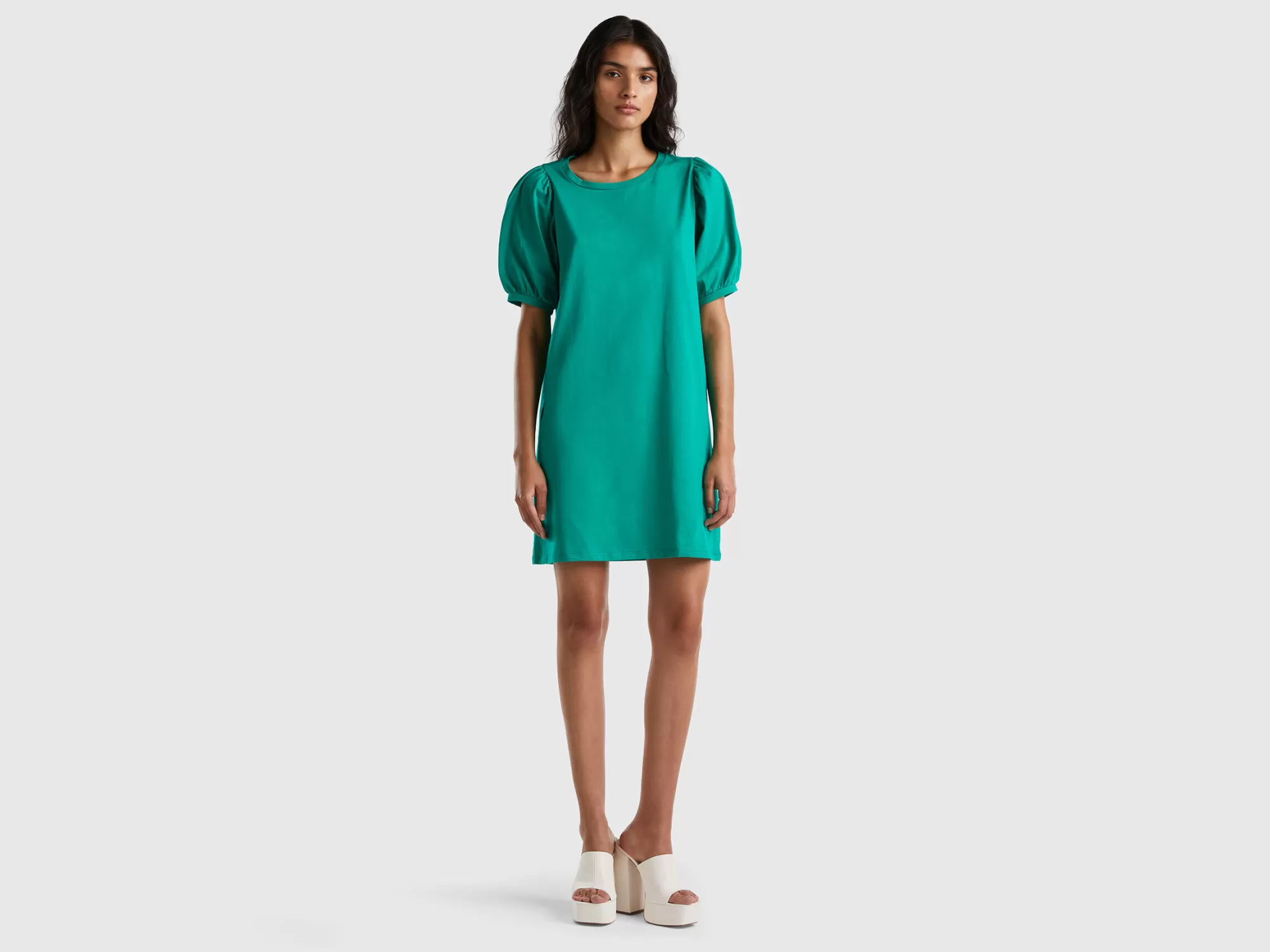 Benetton Vestido Corto De 100 % Algodón-Mujer Vestidos Y Monos