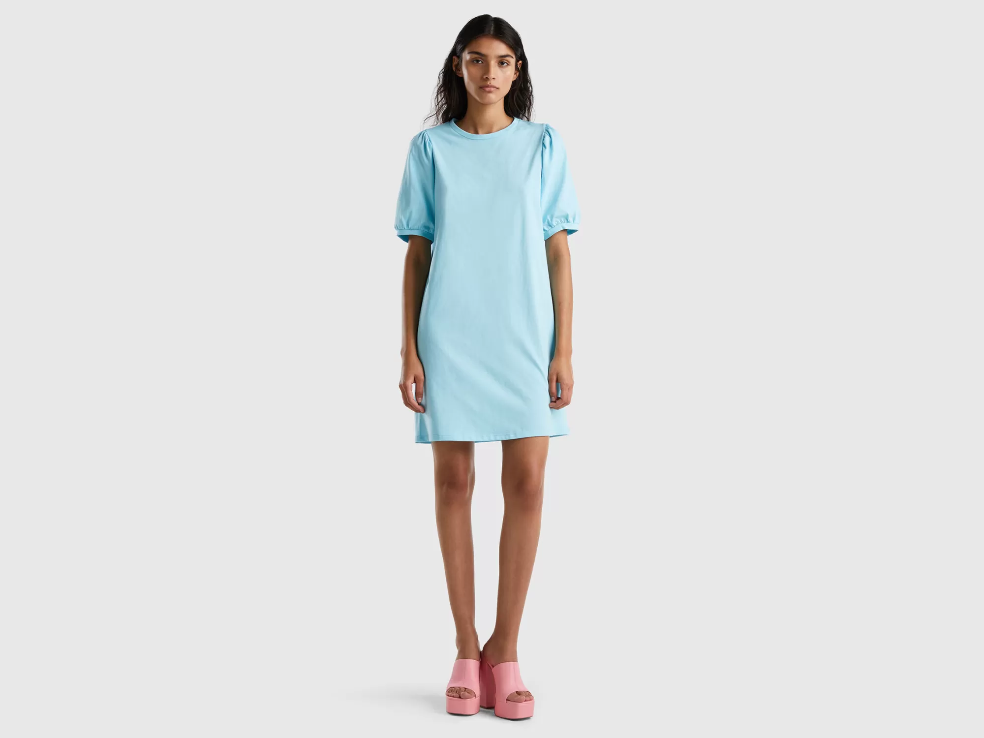 Benetton Vestido Corto De 100 % Algodón-Mujer Vestidos Y Monos