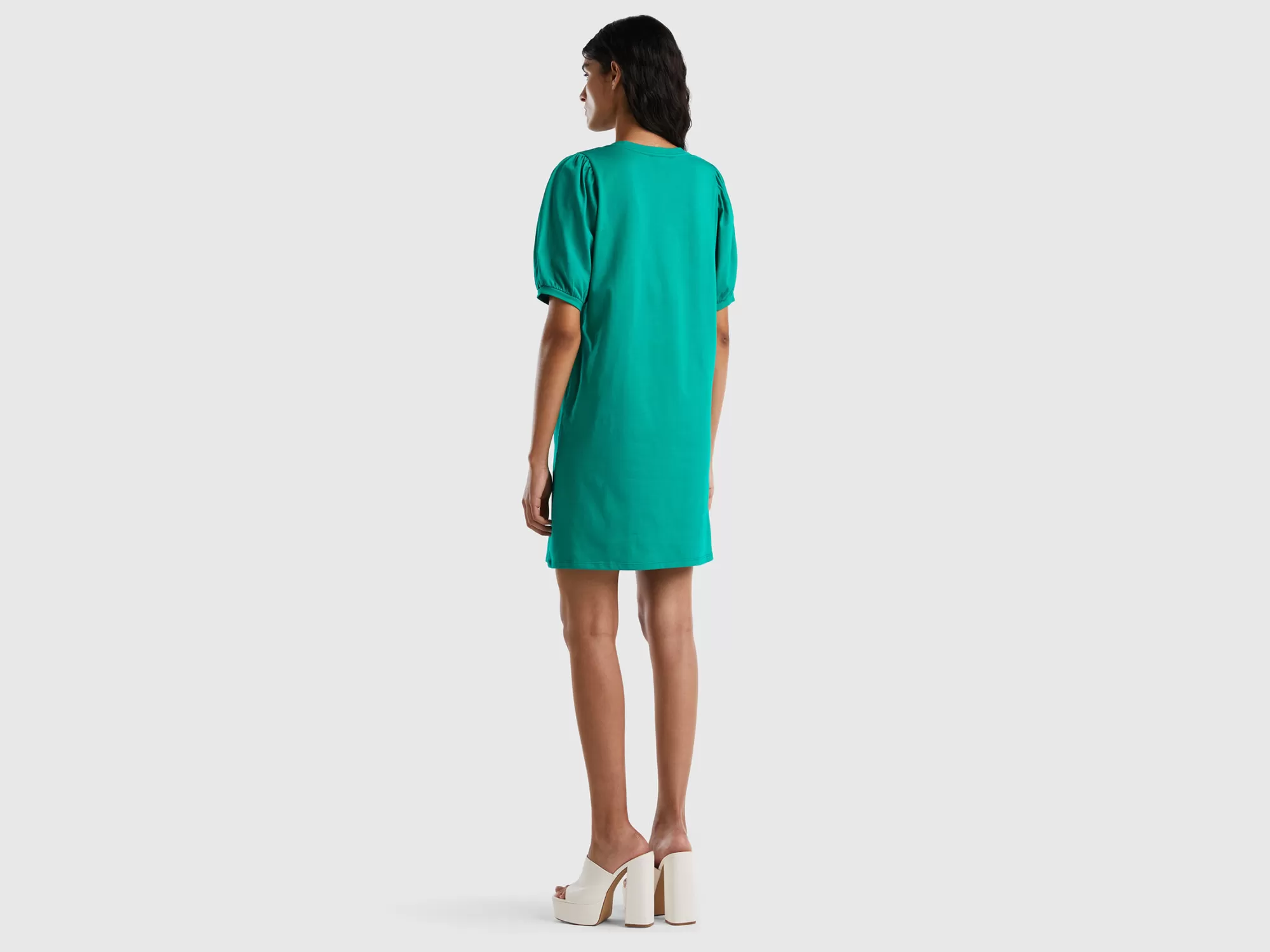 Benetton Vestido Corto De 100 % Algodón-Mujer Vestidos Y Monos