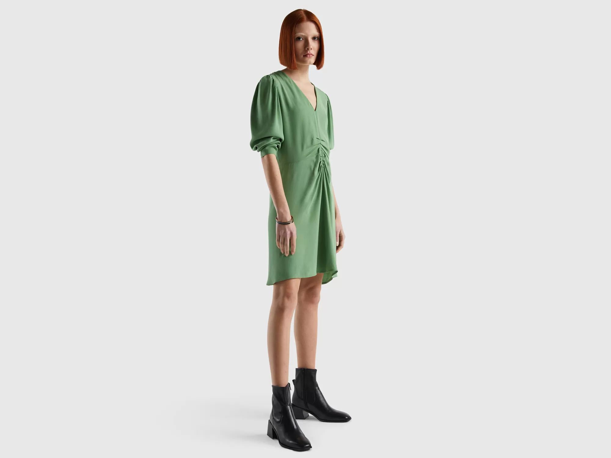 Benetton Vestido Corto De 100 % Viscosa-Mujer Vestidos Y Monos