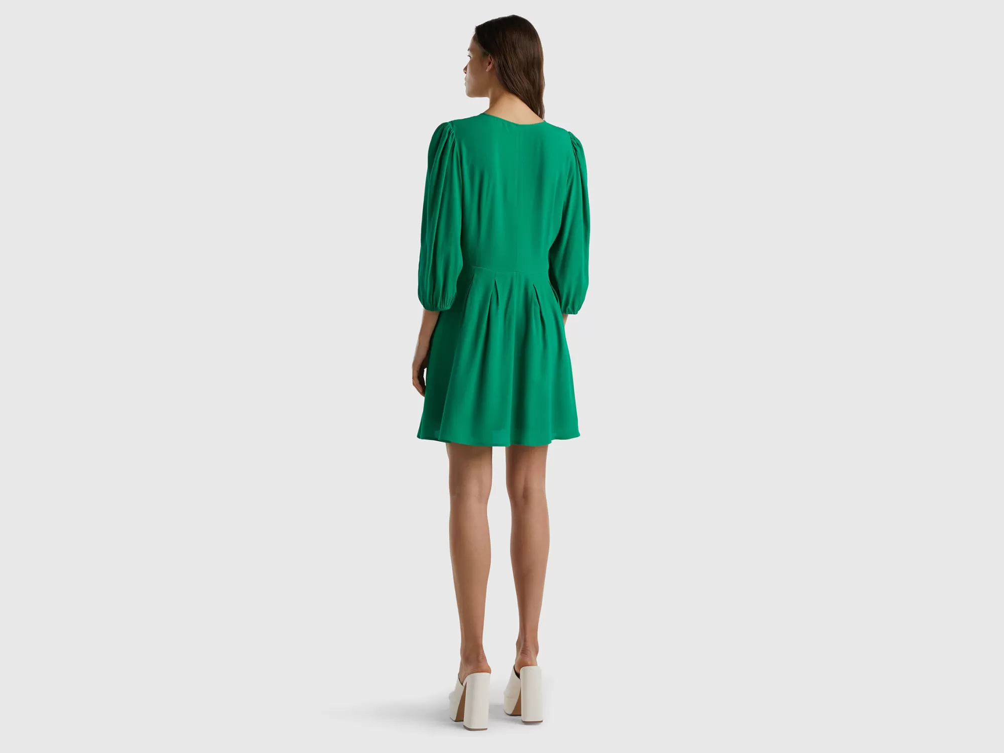 Benetton Vestido Corto De 100 % Viscosa-Mujer Vestidos Y Monos