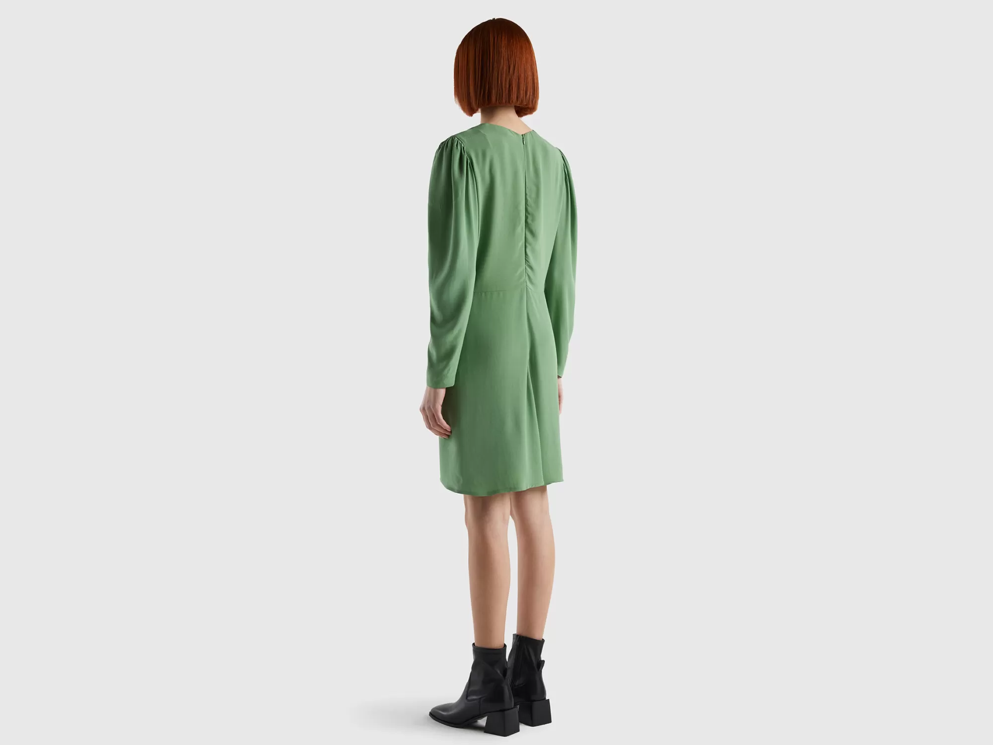 Benetton Vestido Corto De 100 % Viscosa-Mujer Vestidos Y Monos